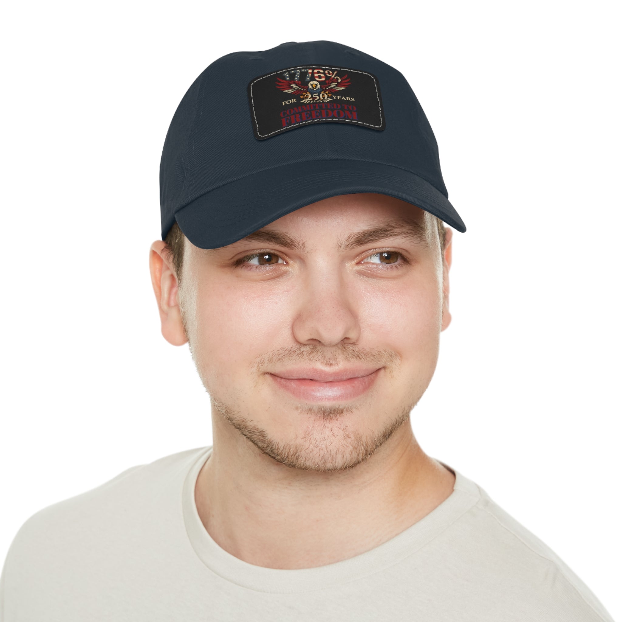 1776% Committed to Freedom Dad Hat with Leather Patch (Rectangle)