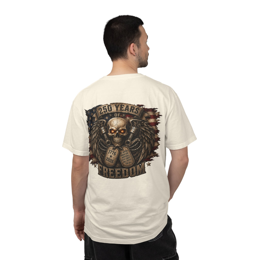 Ride or Die Skull T-Shirt — 250 Years of Freedom Front & Back Design