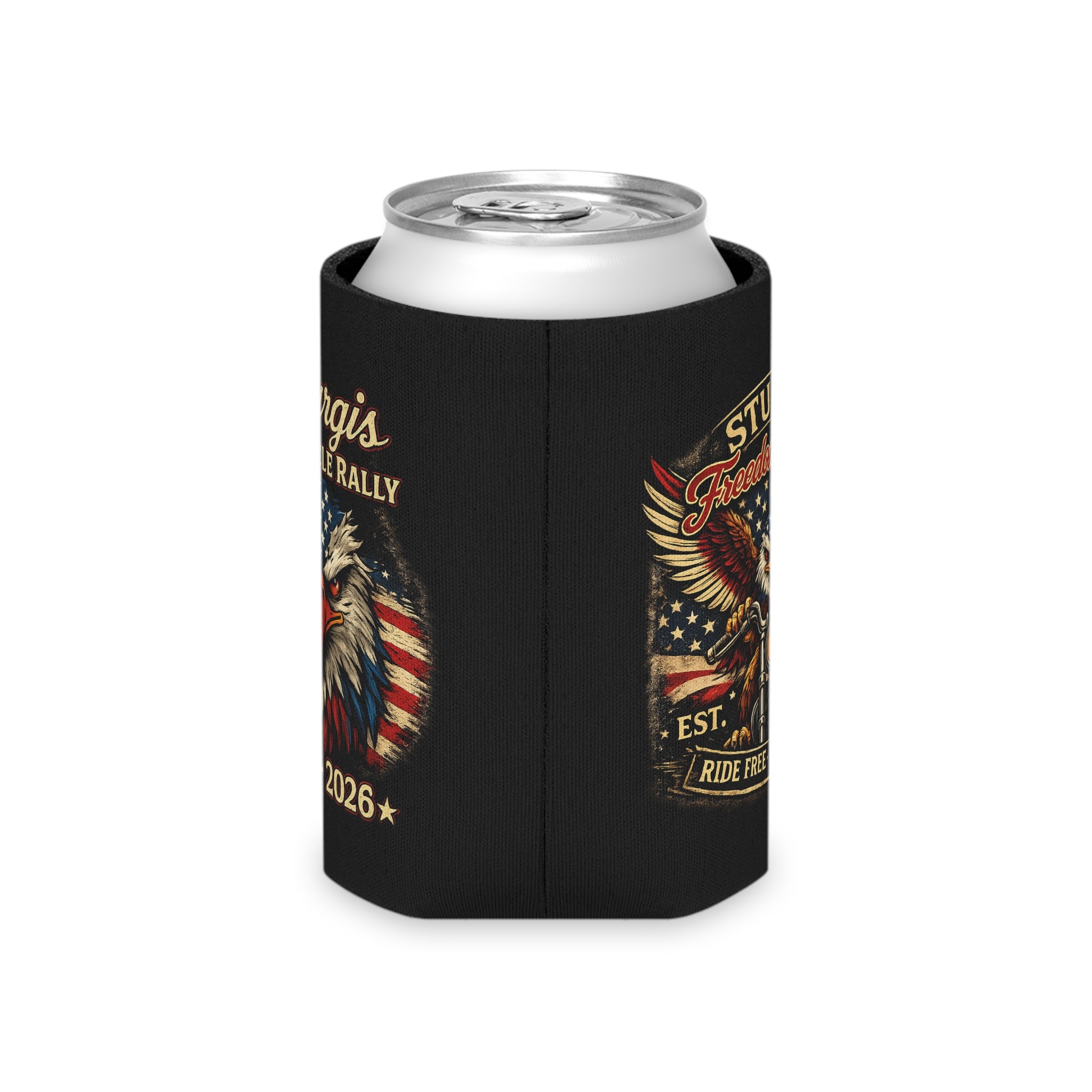 Can Cooler — Sturgis Motorcycle Rally Eagle Flag Design