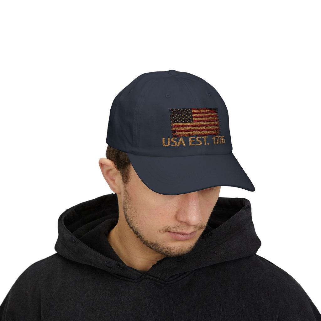 Distressed American Flag Dad Cap — Vintage USA