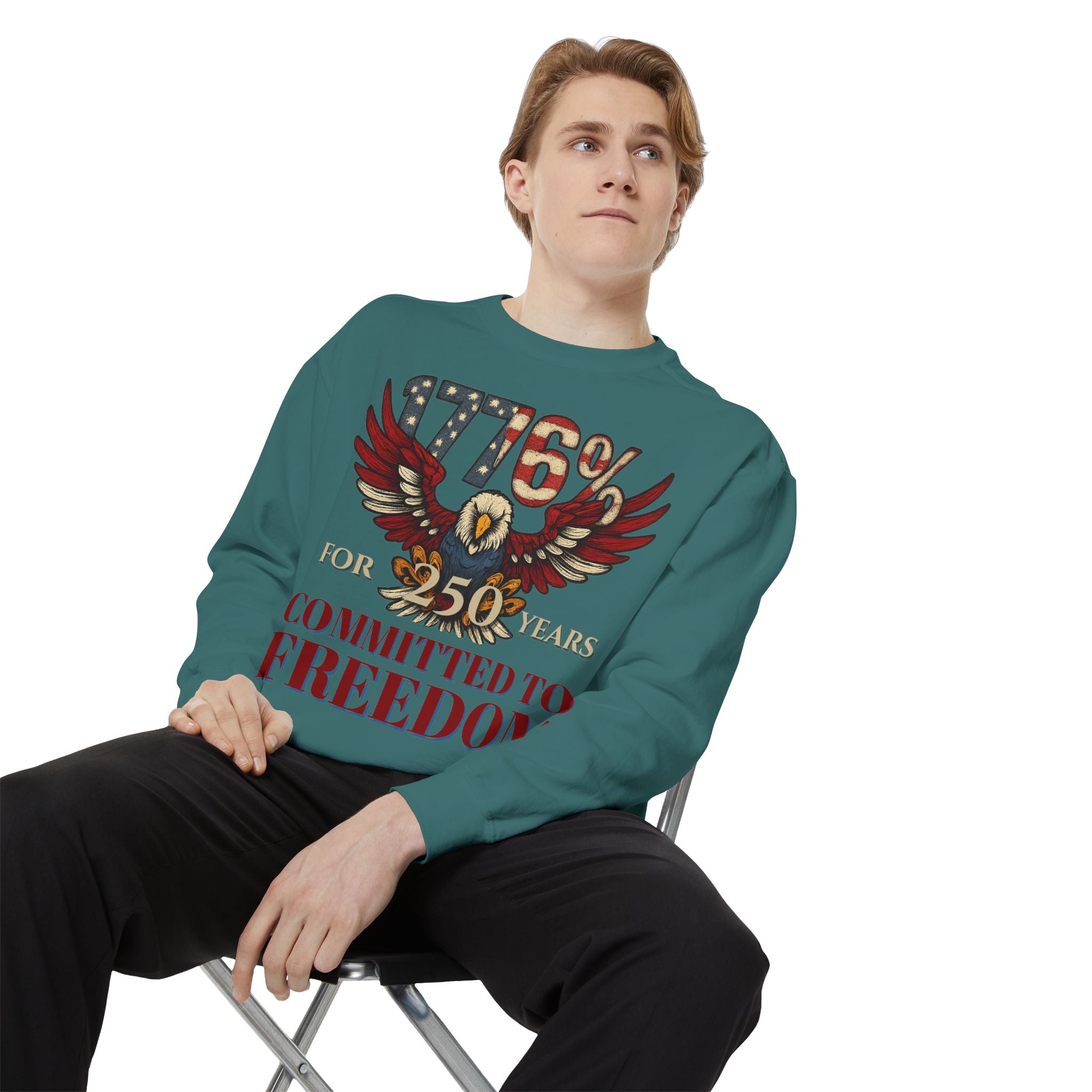 1776% Committed to Freedom - 250 Years Unisex Garment-Dyed Sweatshirt