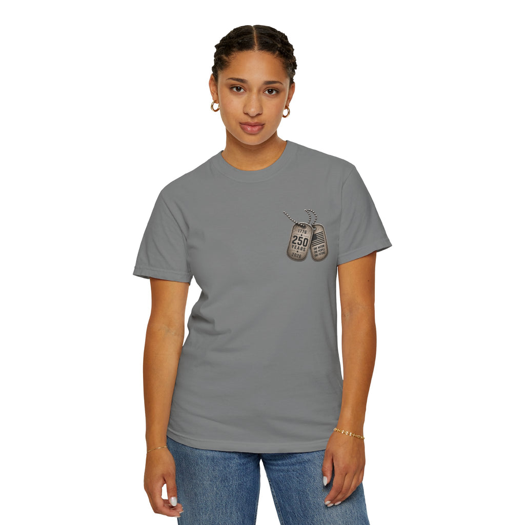 Dog Tags and Skull - 250 Years of Freedom Graphic Tee