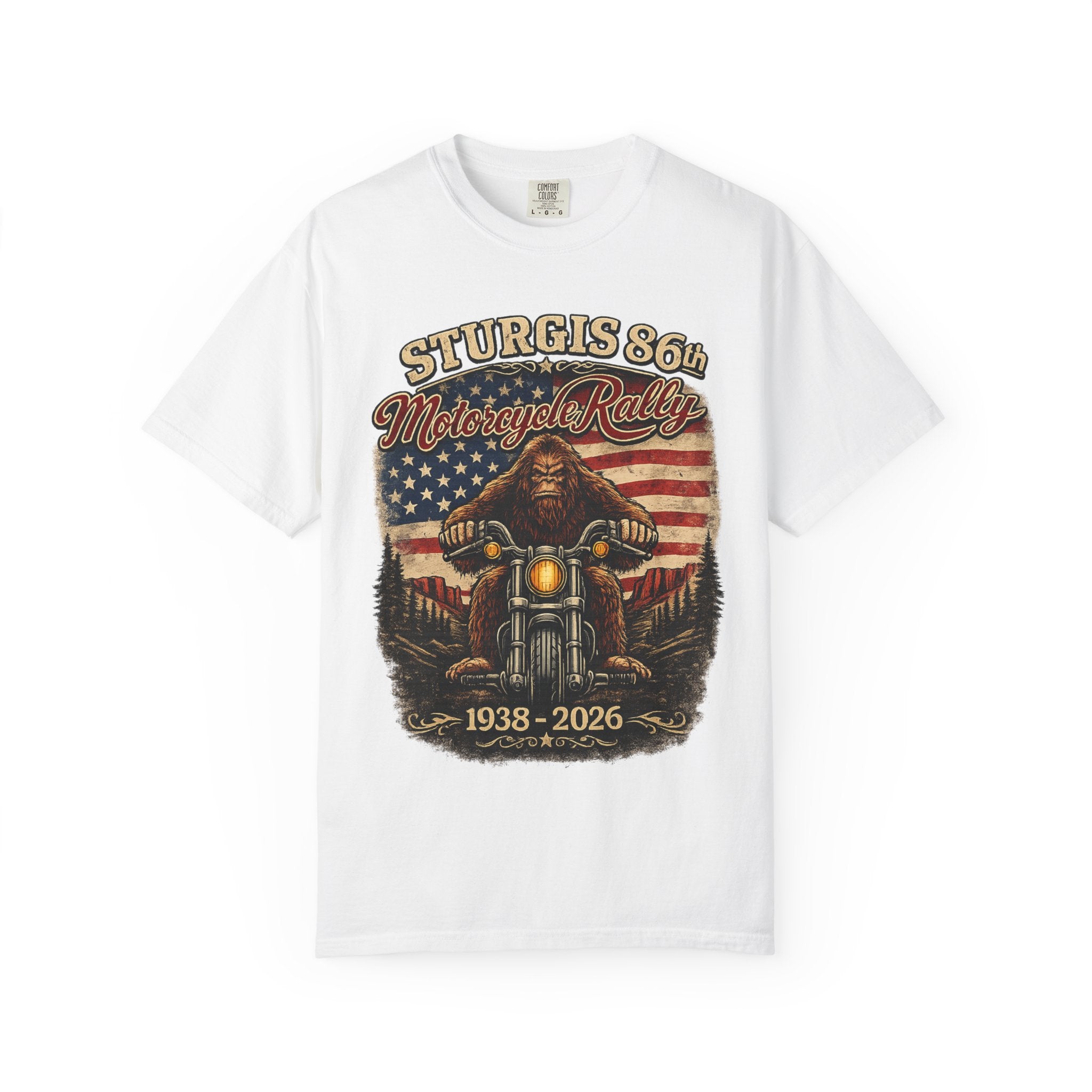 Sturgis 86th Motorcycle Rally T-Shirt — 1938-2026 American Flag Biker Tee