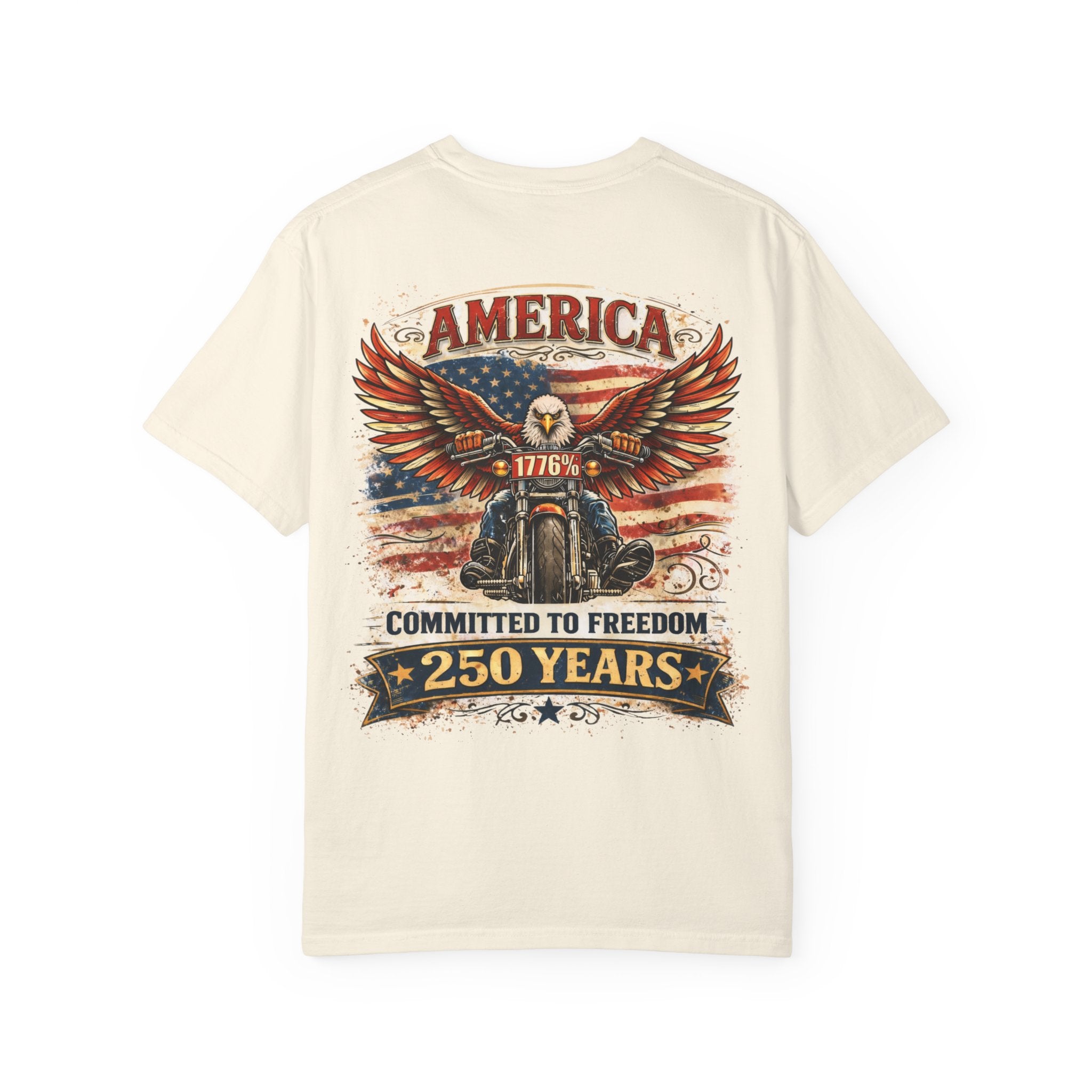 America Motorcycle Unisex Tee Front and Back Design