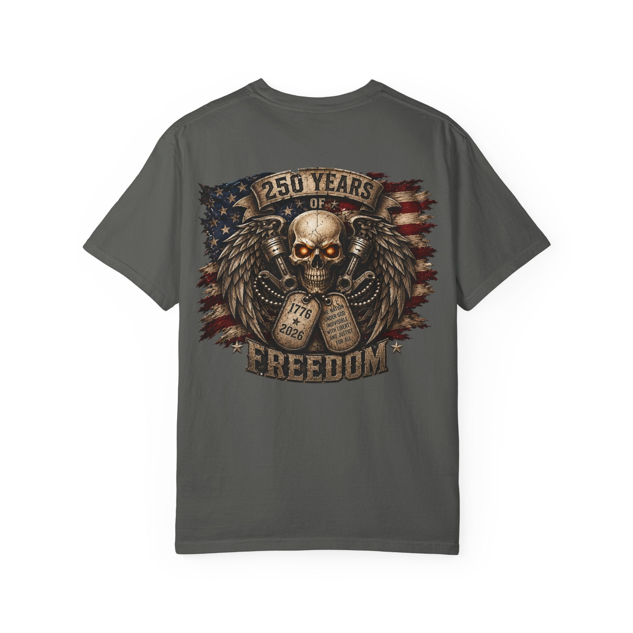 Dog Tags and Skull - 250 Years of Freedom Graphic Tee