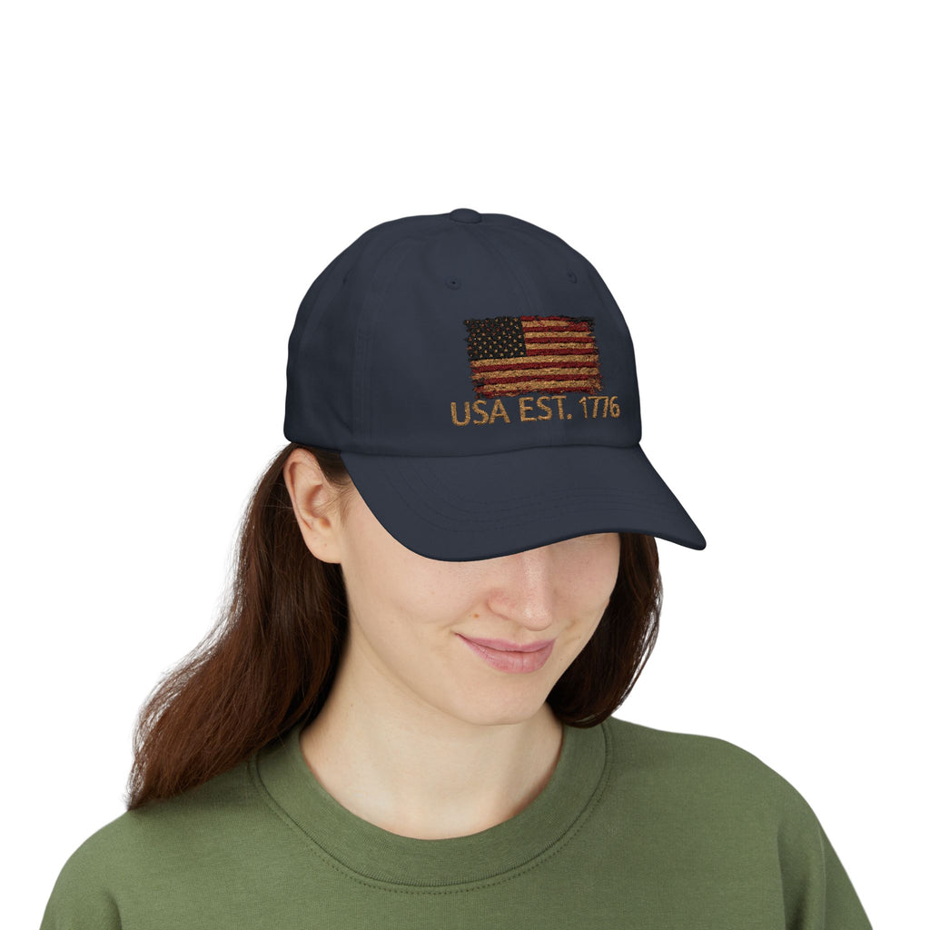 Distressed American Flag Dad Cap — Vintage USA