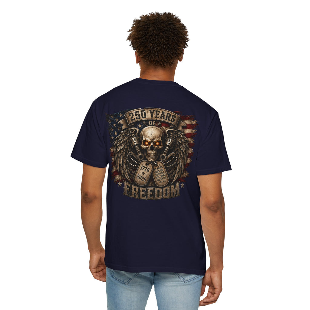 Dog Tags and Skull - 250 Years of Freedom Graphic Tee