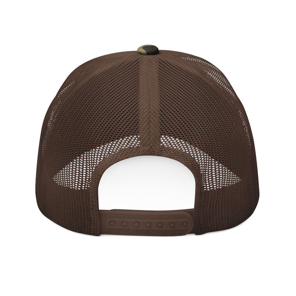 Camouflage Trucker Hat — Embroidered Distressed American Flag