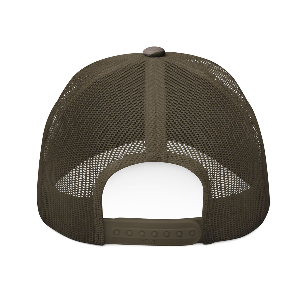 Camouflage Trucker Hat — Embroidered Distressed American Flag