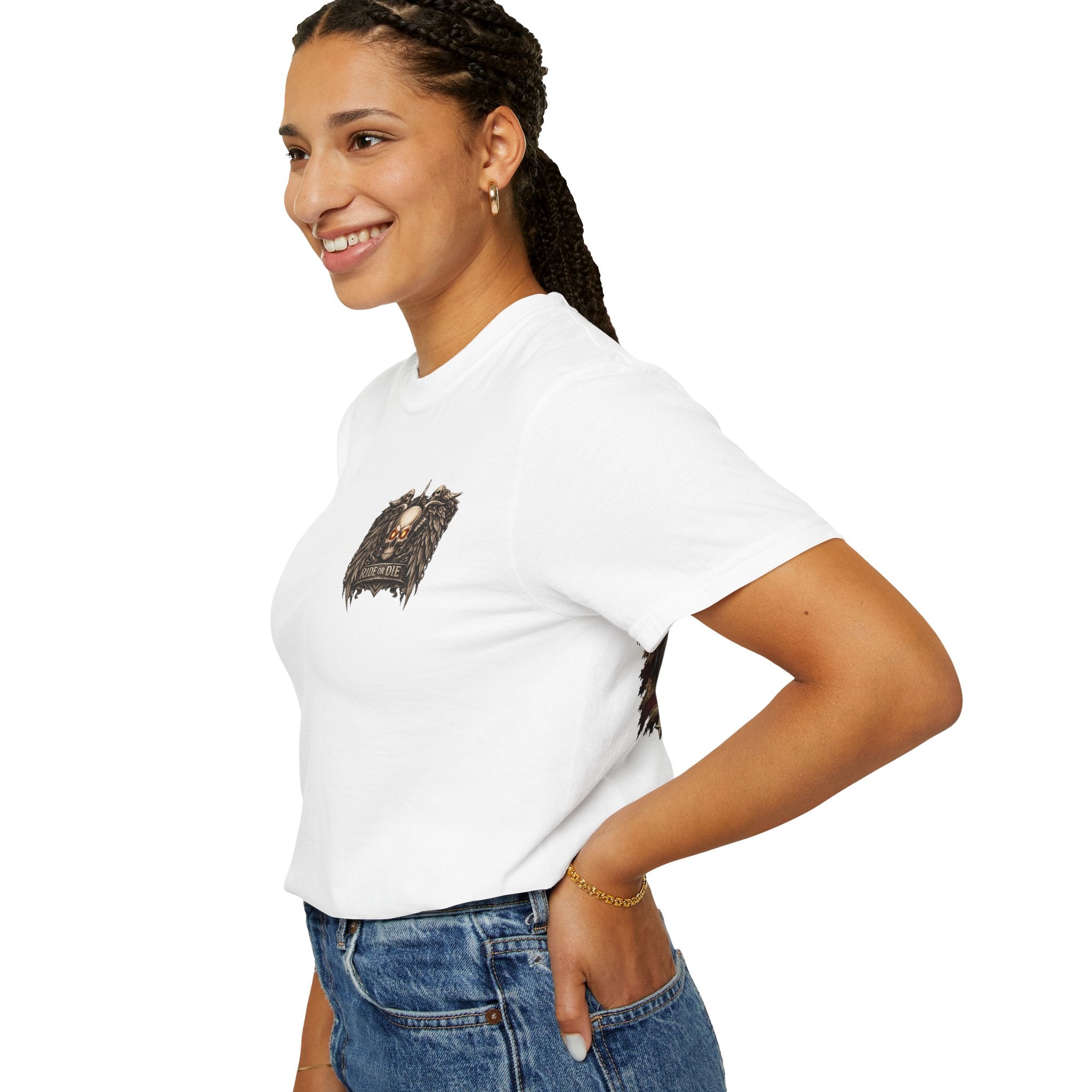 Ride or Die Skull T-Shirt — 250 Years of Freedom Front & Back Design