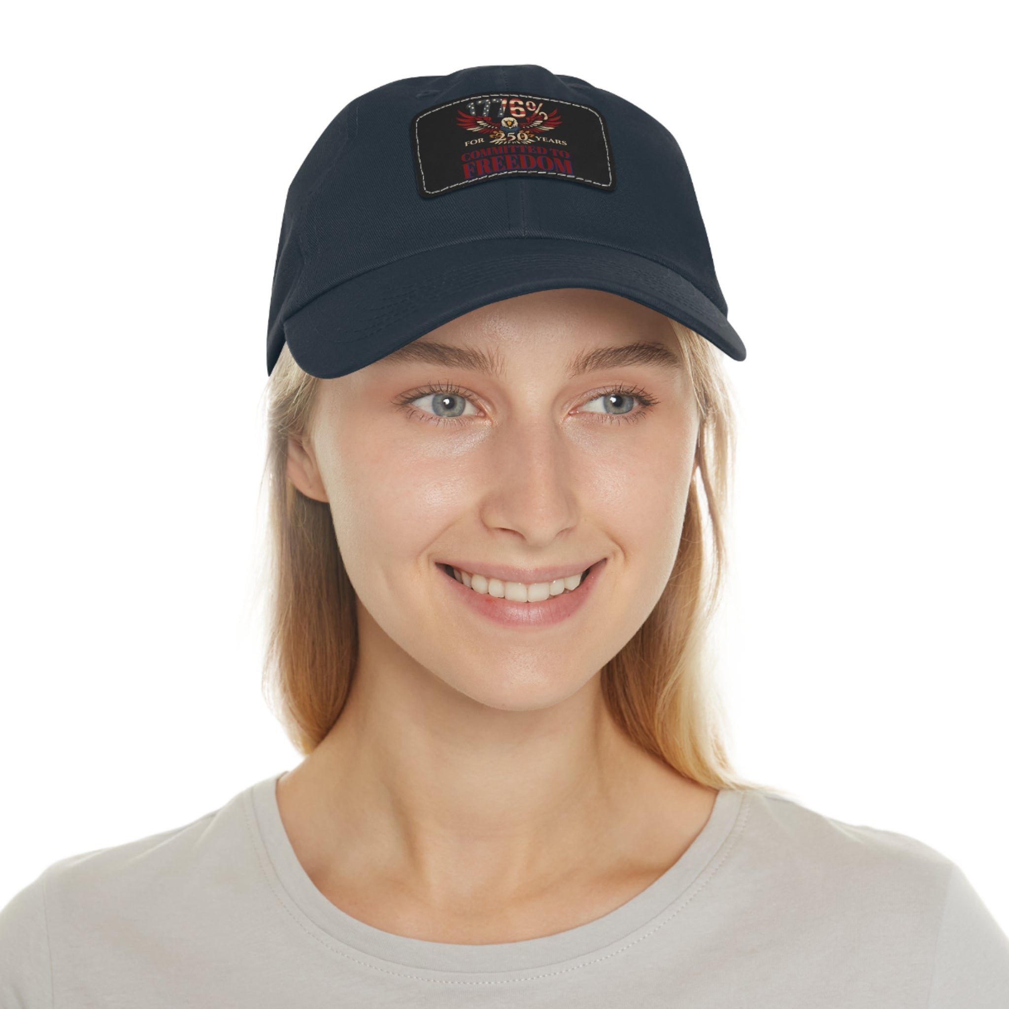 1776% Committed to Freedom Dad Hat with Leather Patch (Rectangle)