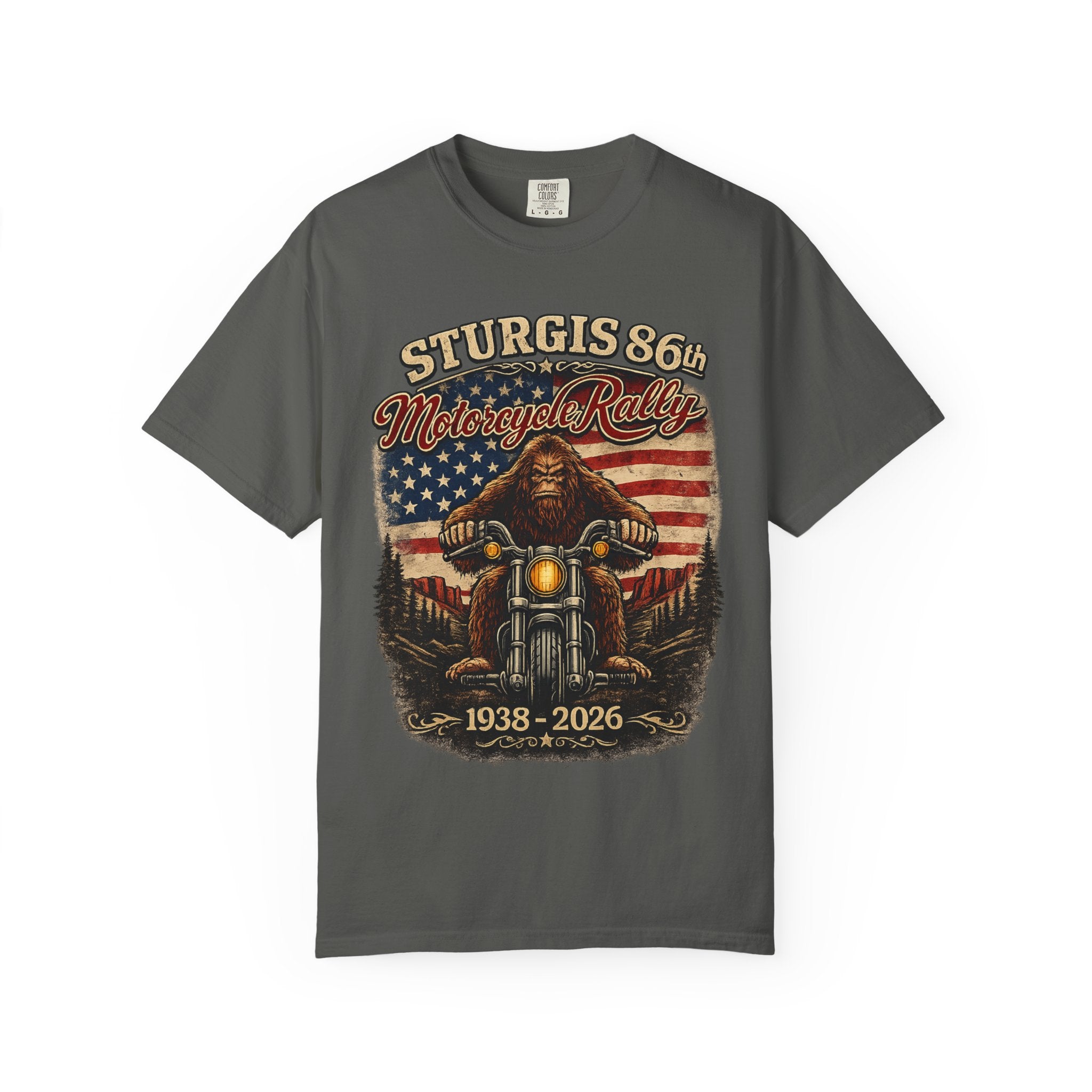 Sturgis 86th Motorcycle Rally T-Shirt — 1938-2026 American Flag Biker Tee