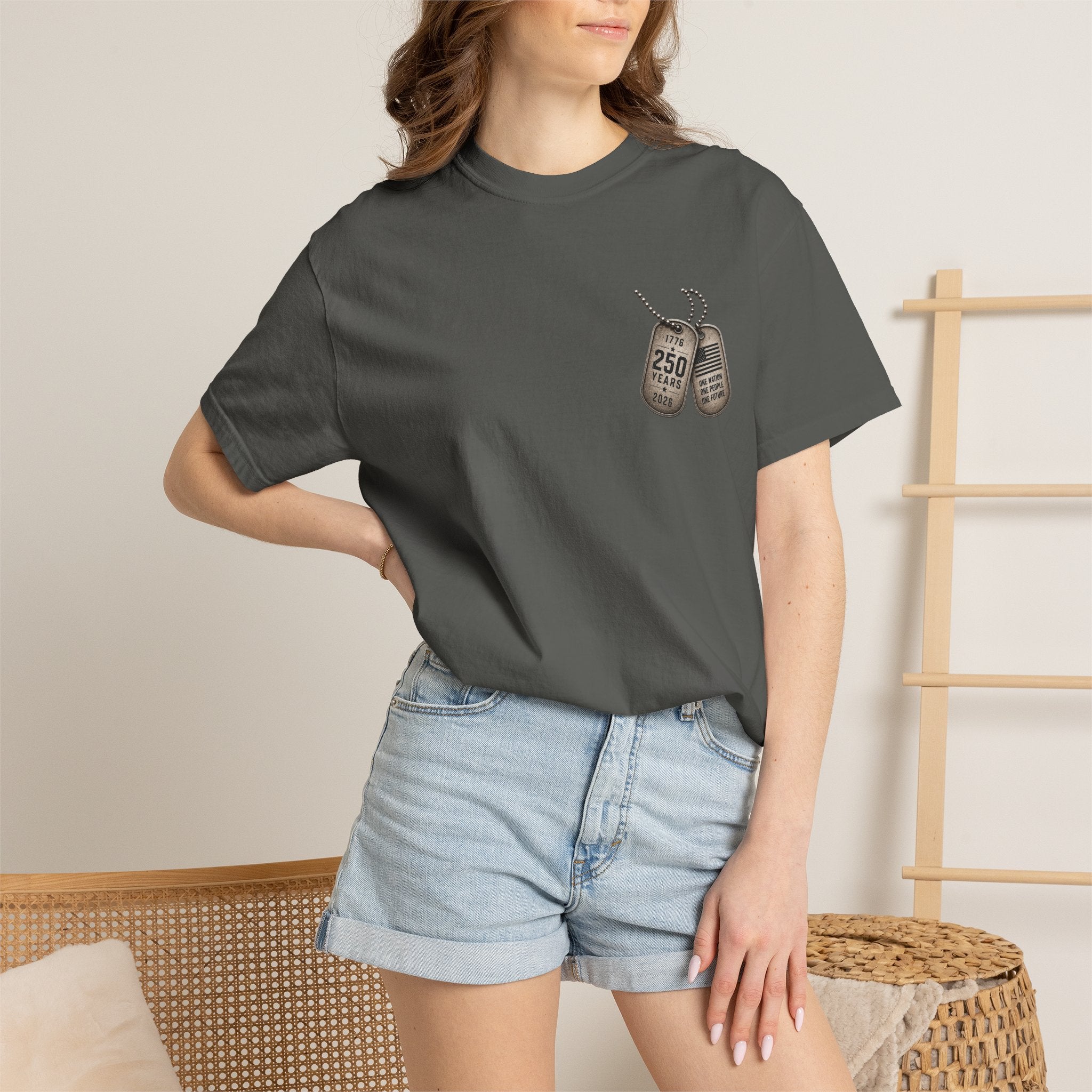Dog Tags and Skull - 250 Years of Freedom Graphic Tee