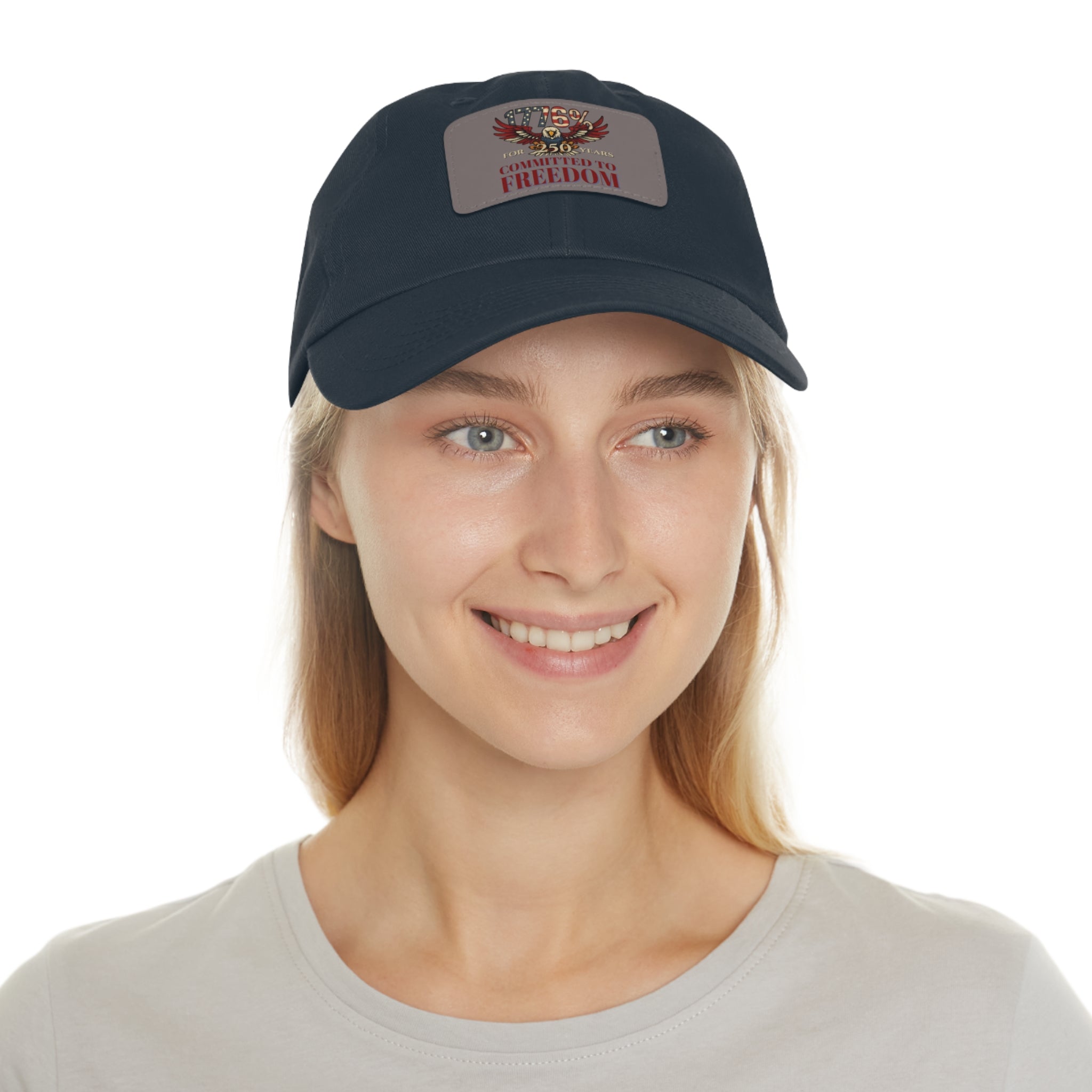 1776% Committed to Freedom Dad Hat with Leather Patch (Rectangle)