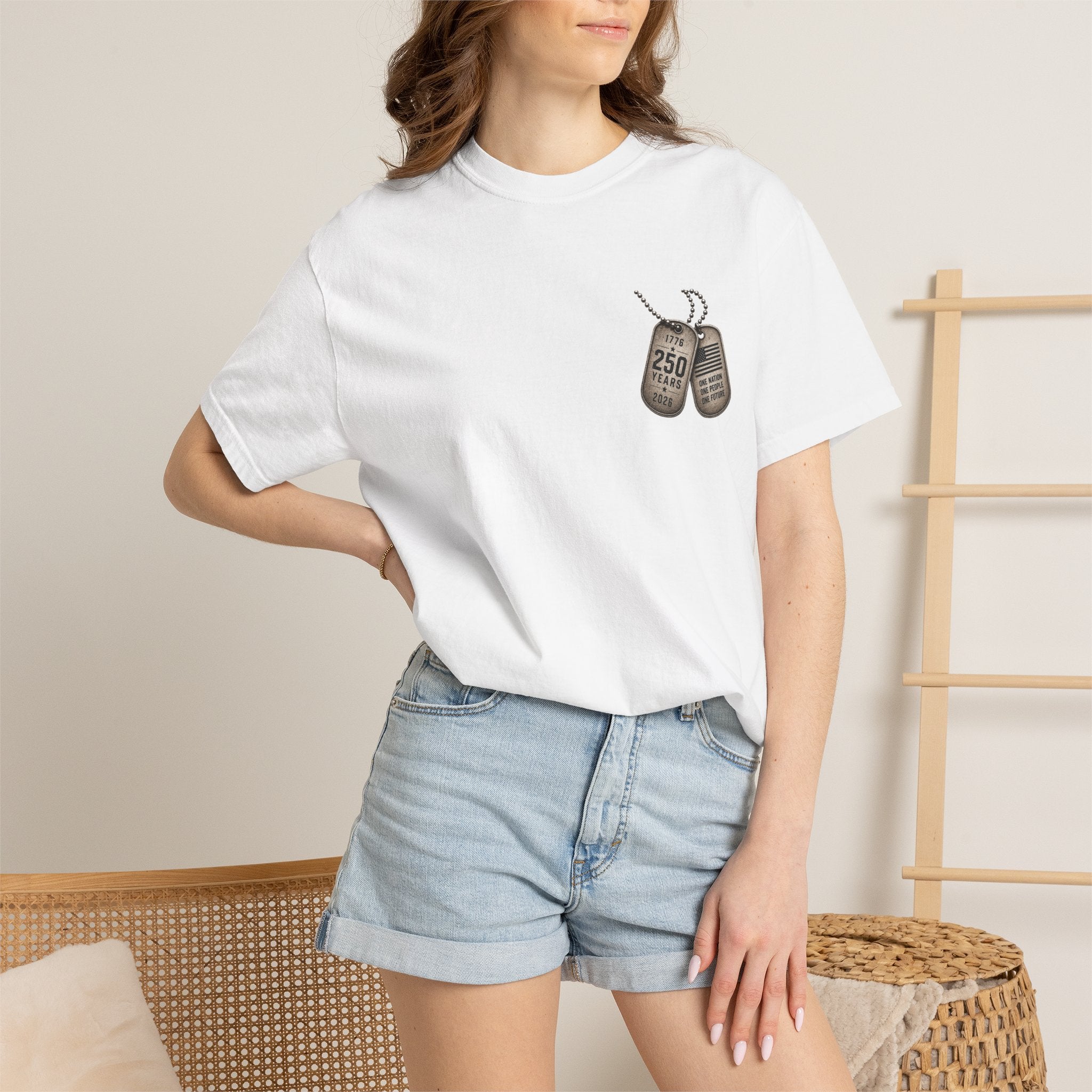 Dog Tags and Skull - 250 Years of Freedom Graphic Tee