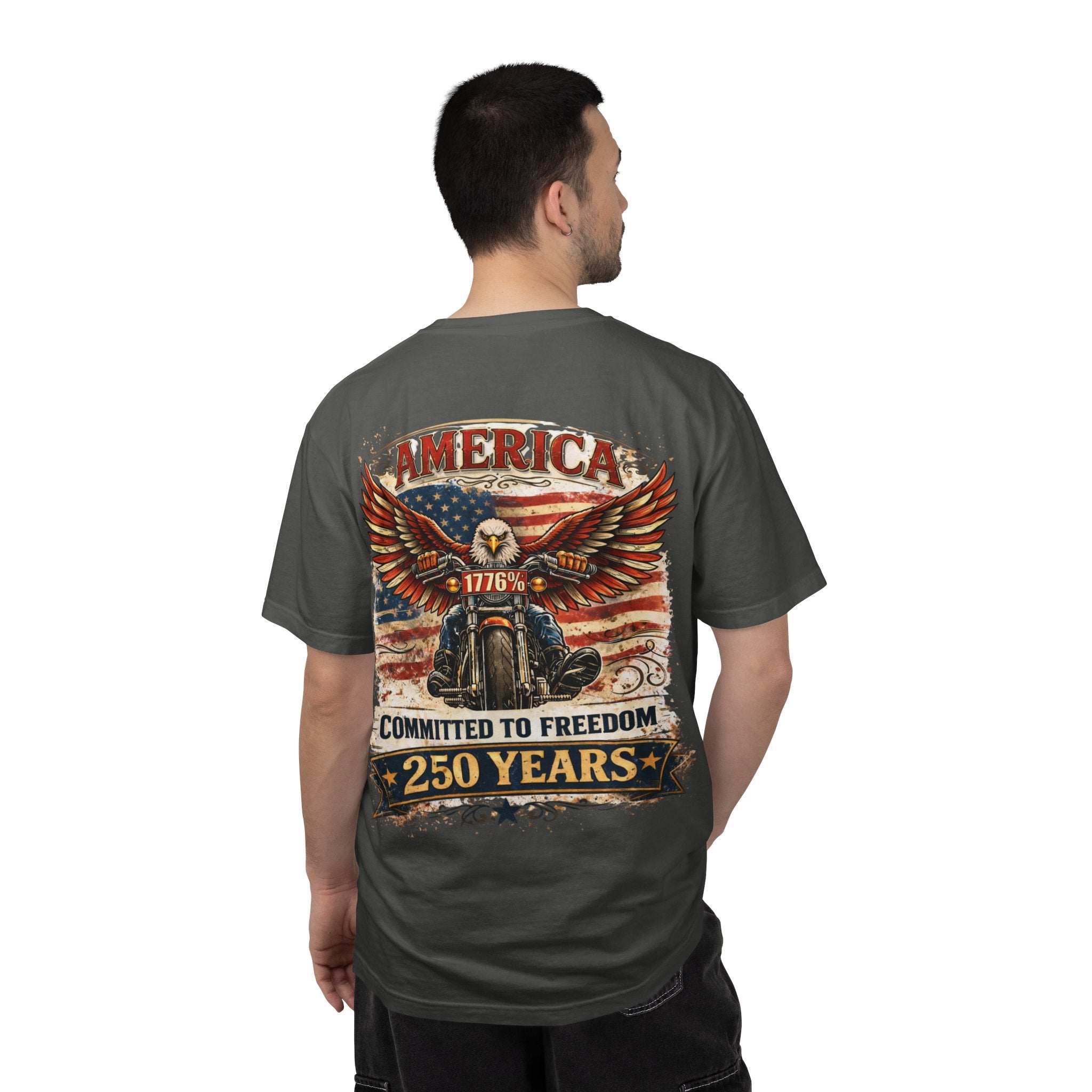 America Motorcycle Unisex Tee Front and Back Design