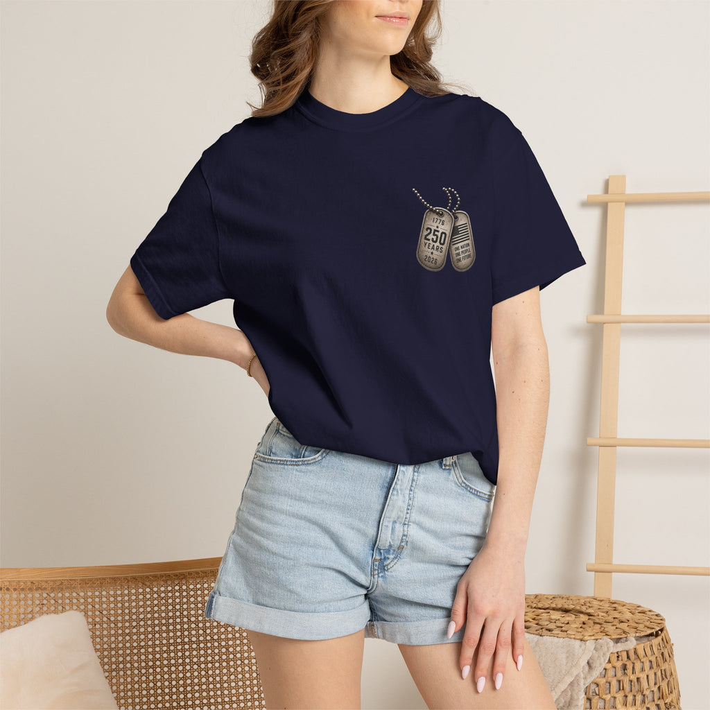 Dog Tags and Skull - 250 Years of Freedom Graphic Tee