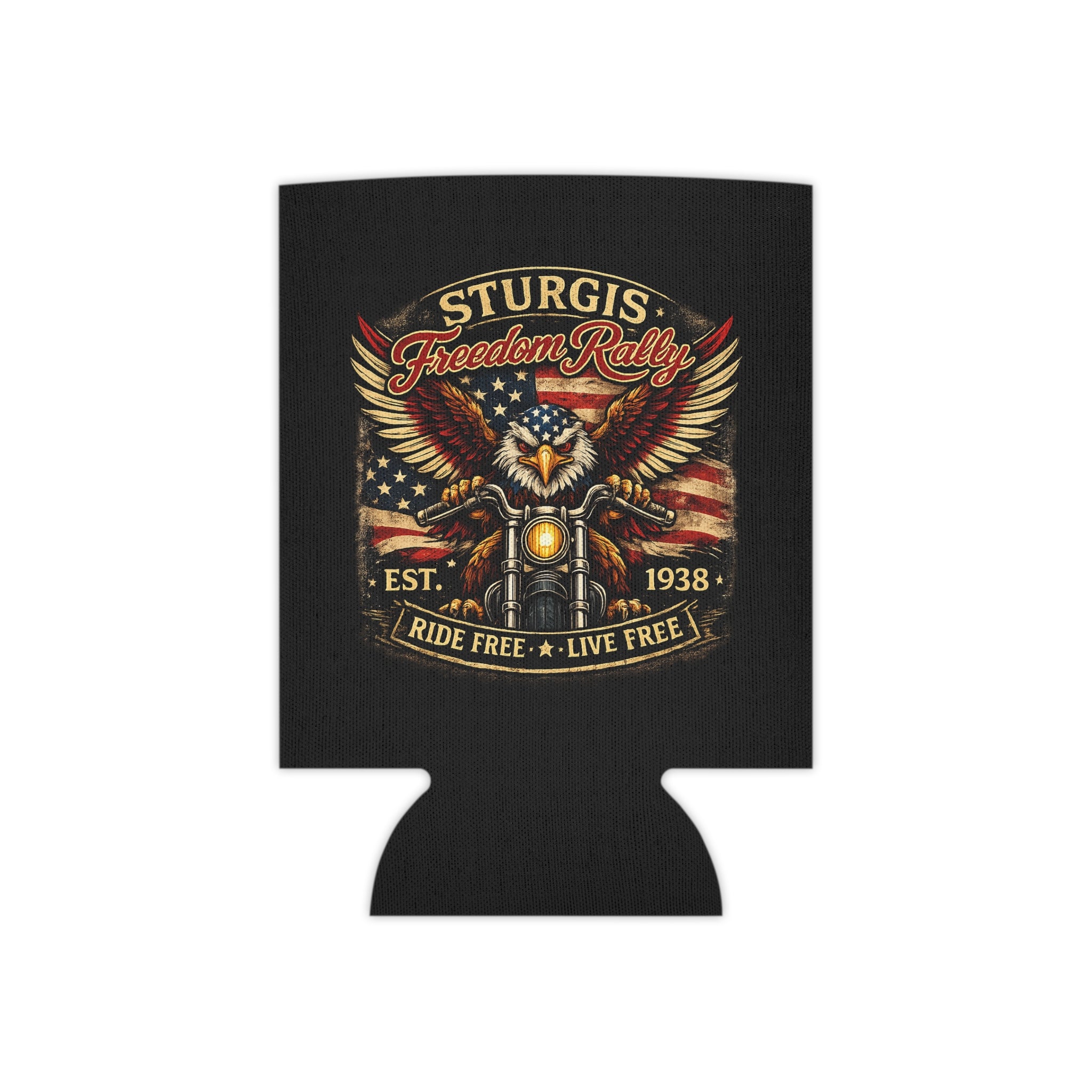 Can Cooler — Sturgis Motorcycle Rally Eagle Flag Design