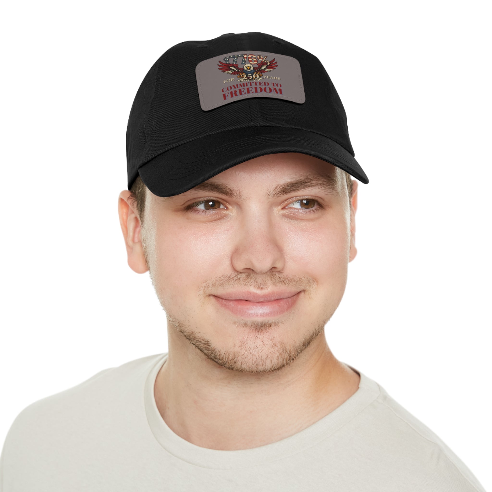 1776% Committed to Freedom Dad Hat with Leather Patch (Rectangle)