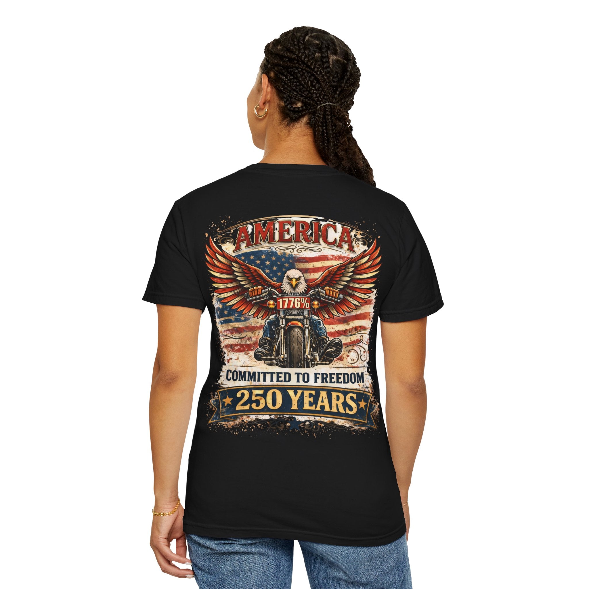 America Motorcycle Unisex Tee Front and Back Design