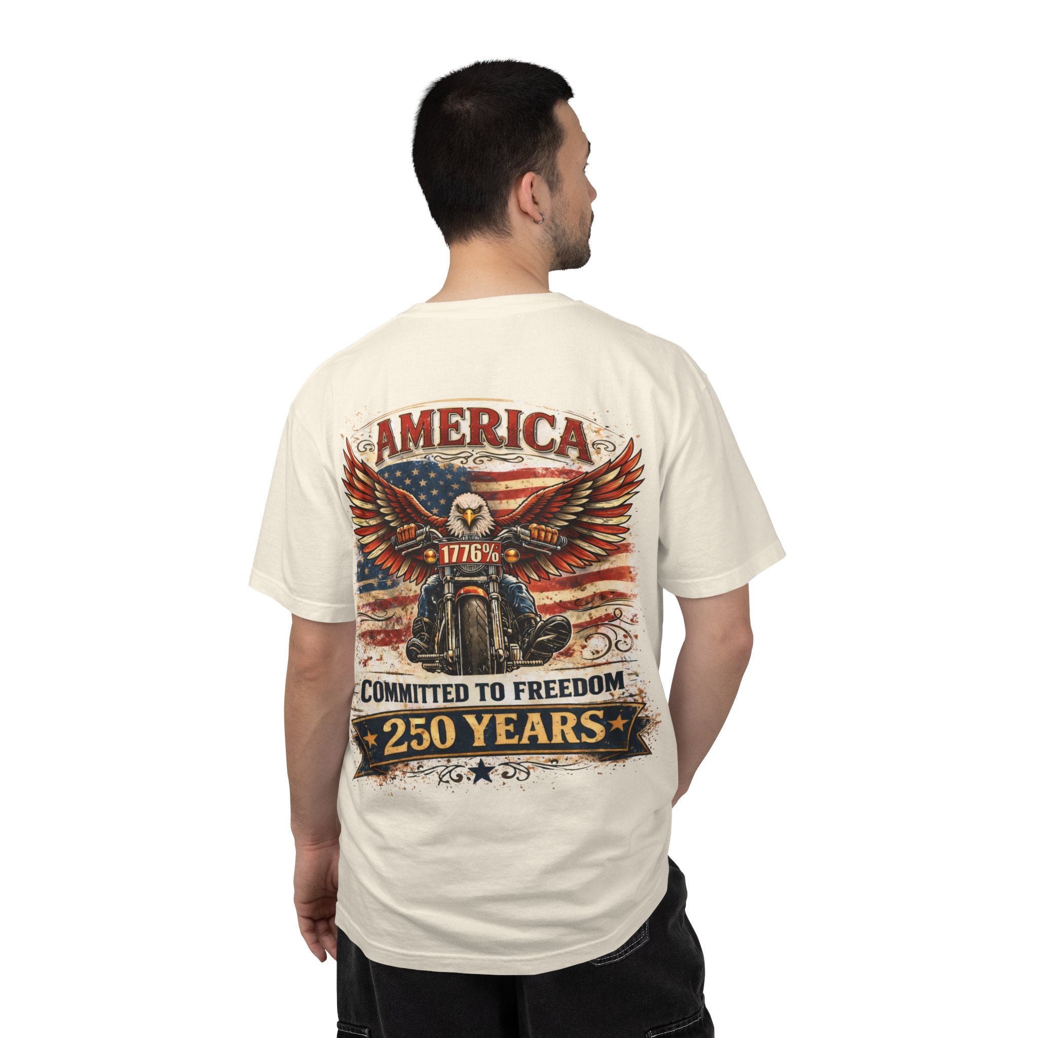 America Motorcycle Unisex Tee Front and Back Design