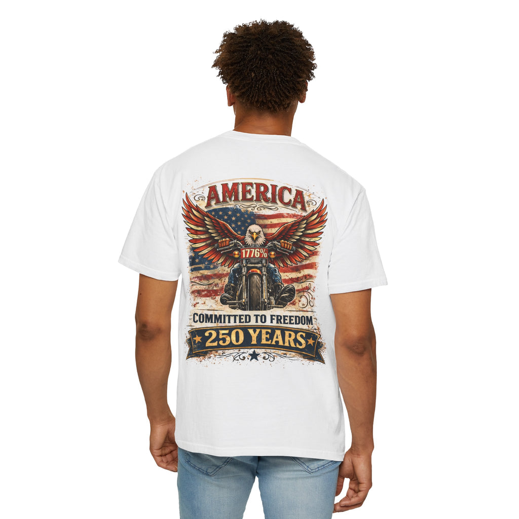 America Motorcycle Unisex Tee Front and Back Design