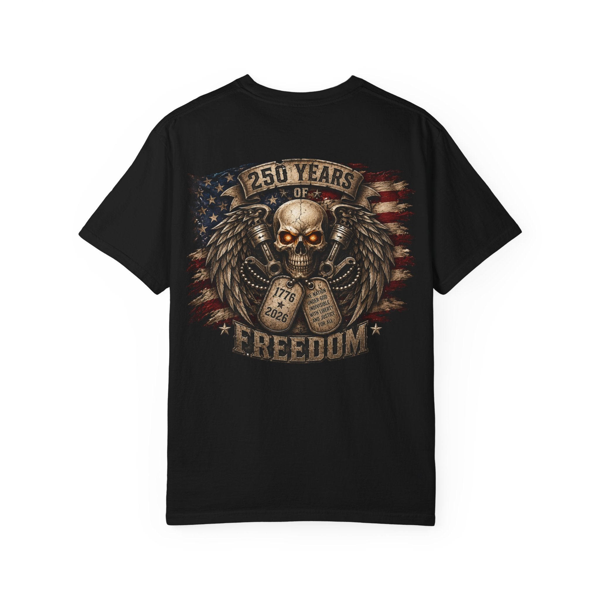 Dog Tags and Skull - 250 Years of Freedom Graphic Tee