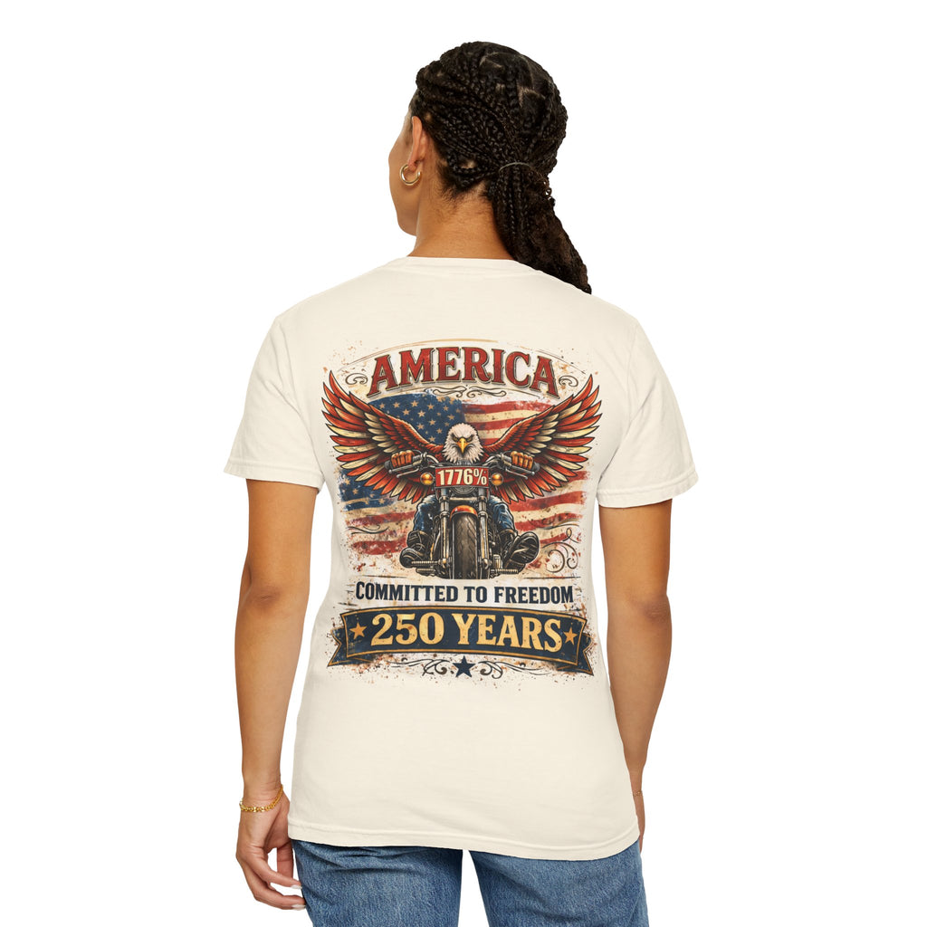 America Motorcycle Unisex Tee Front and Back Design