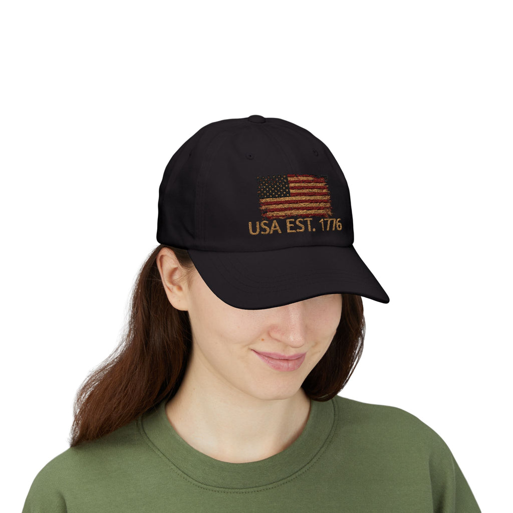 Distressed American Flag Dad Cap — Vintage USA