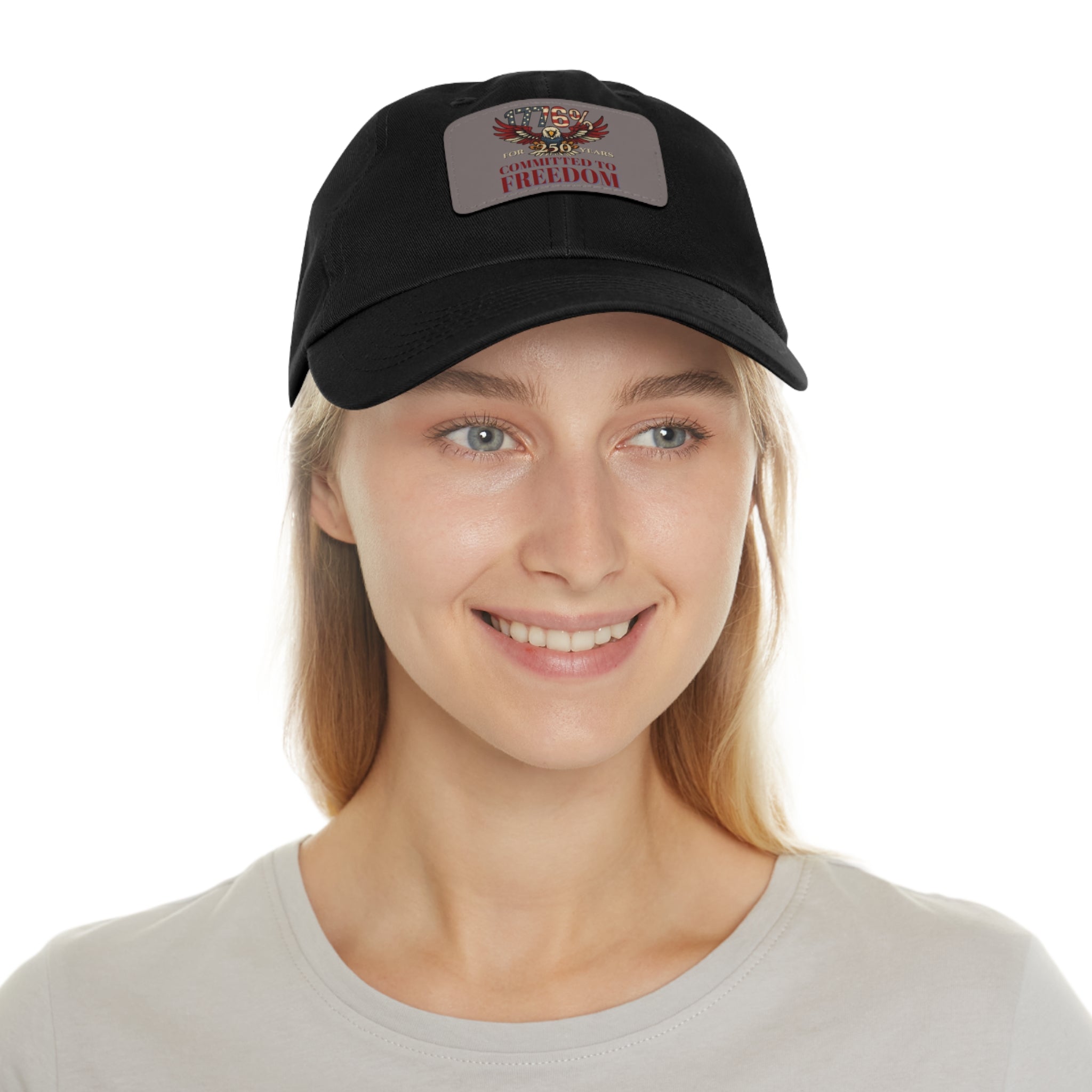 1776% Committed to Freedom Dad Hat with Leather Patch (Rectangle)