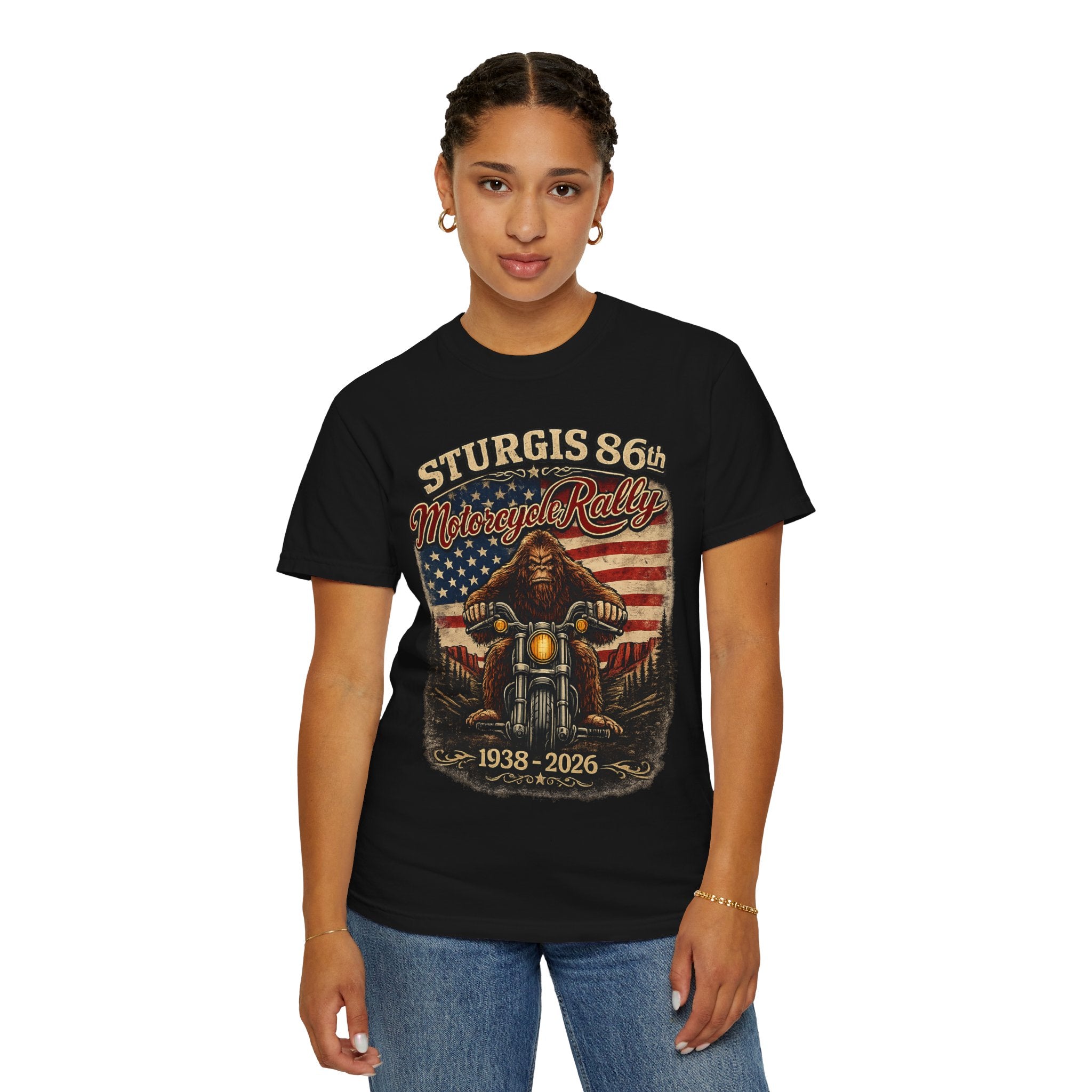 Sturgis 86th Motorcycle Rally T-Shirt — 1938-2026 American Flag Biker Tee