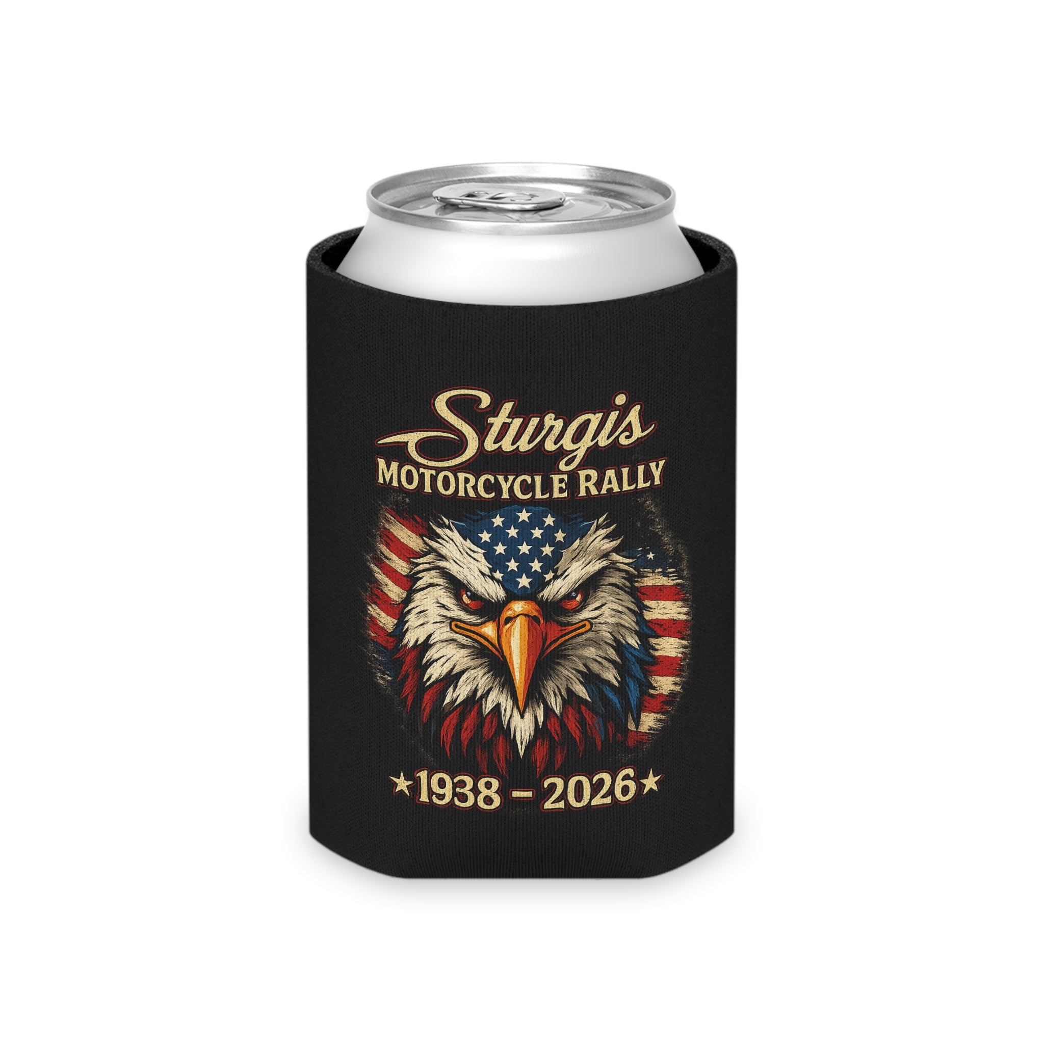 Can Cooler — Sturgis Motorcycle Rally Eagle Flag Design