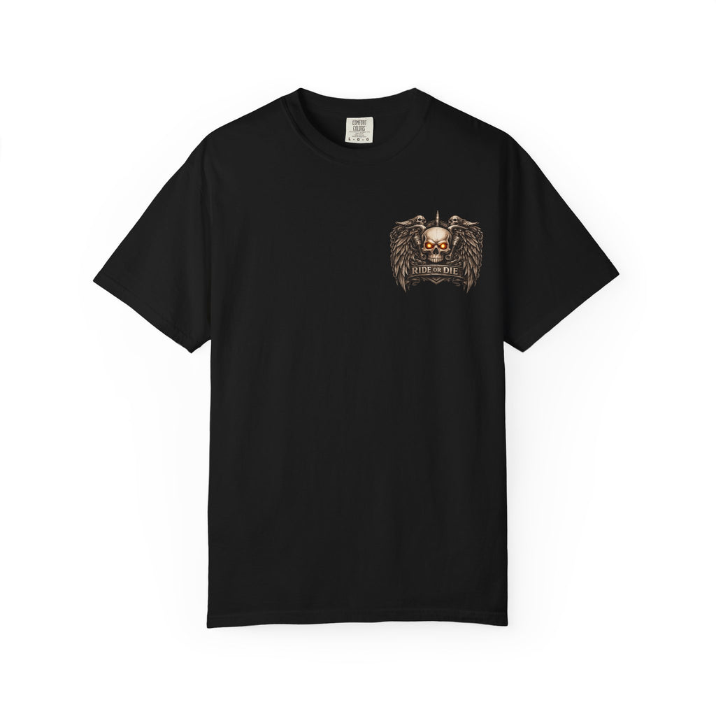 Ride or Die Skull T-Shirt — 250 Years of Freedom Front & Back Design