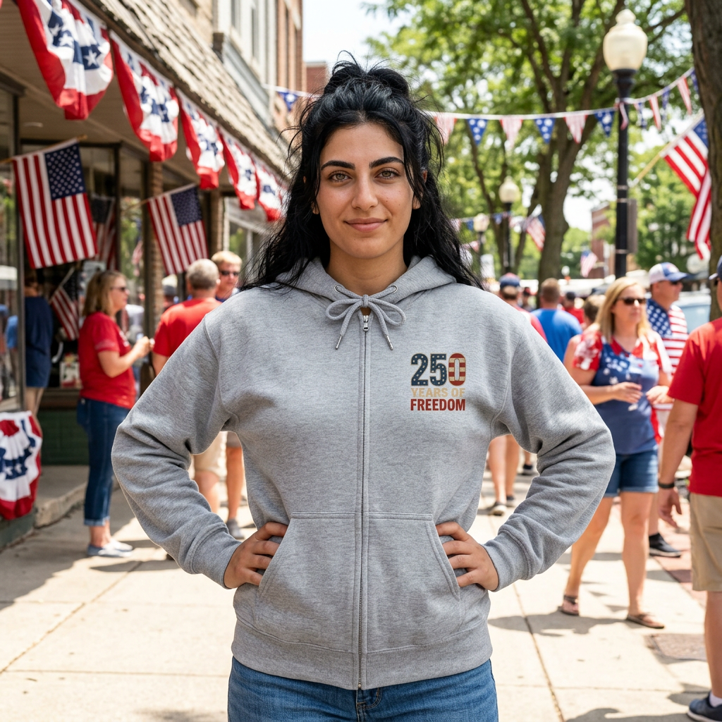 1776% Committed to Freedom Zip Hoodie (Front & Back Print)
