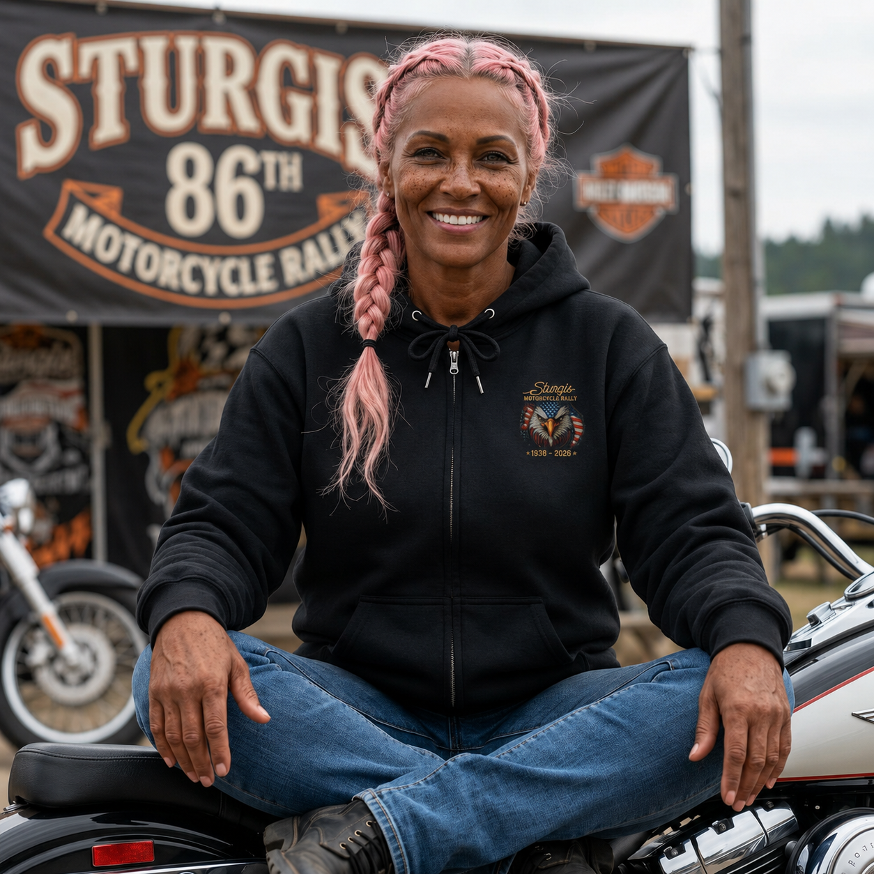 Sturgis Motorcycle Freedom Rally Hoodie (Front & Back Print)