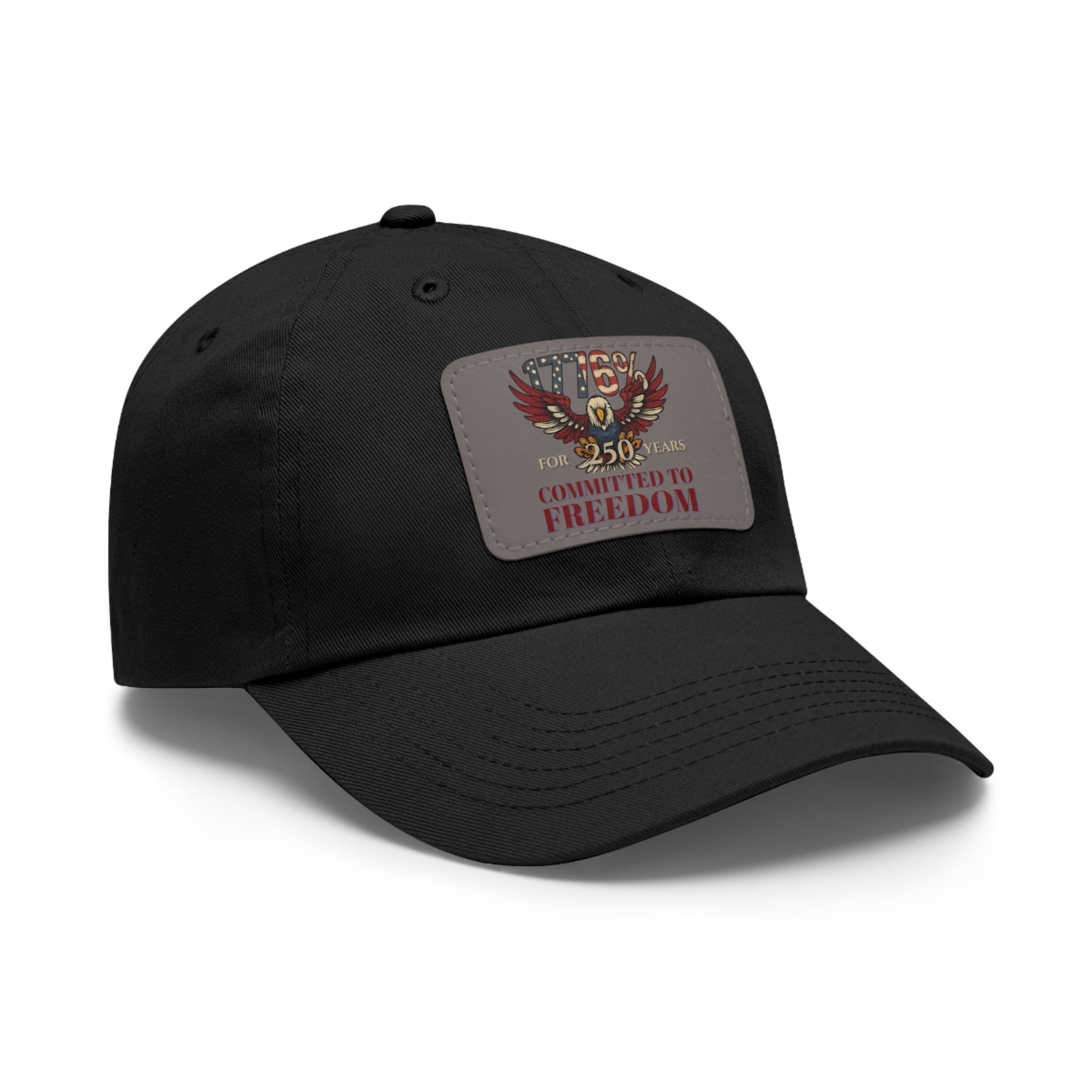 1776% Committed to Freedom Dad Hat with Leather Patch (Rectangle)