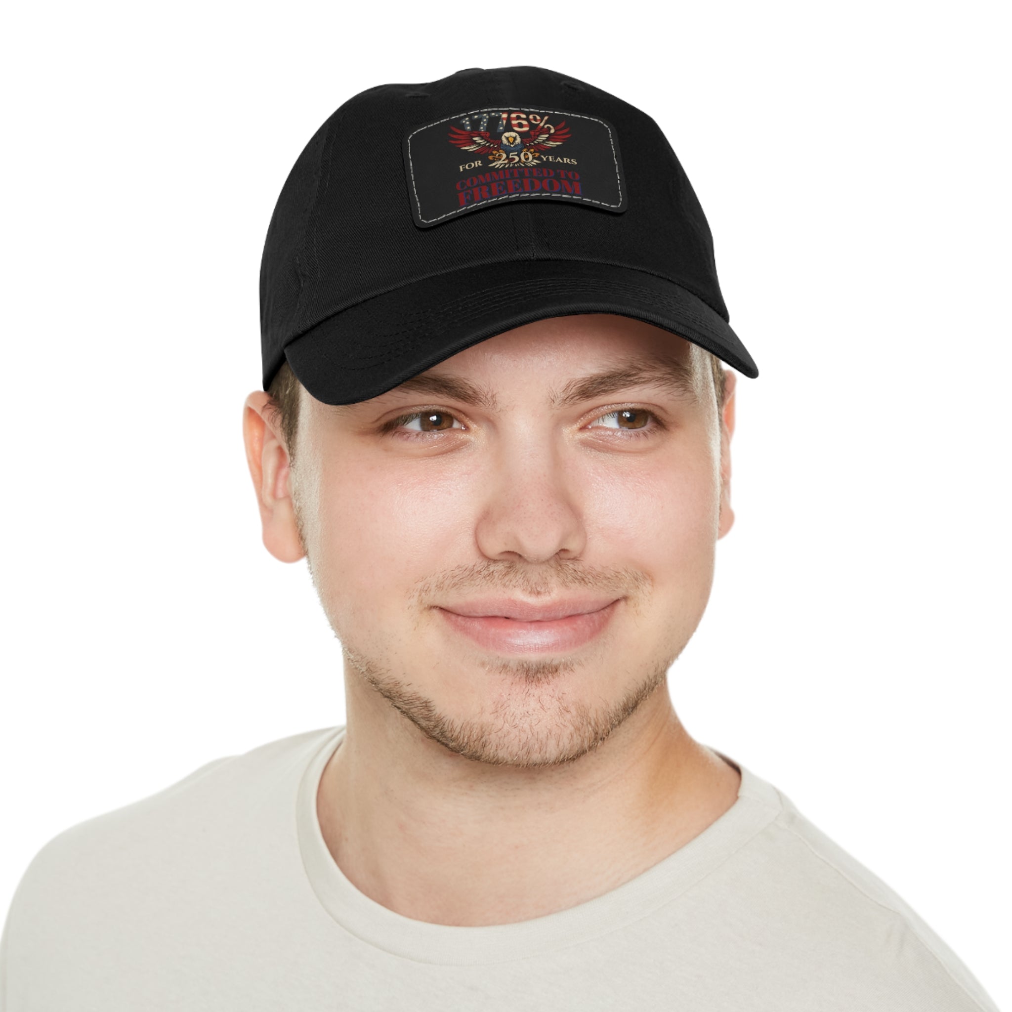 1776% Committed to Freedom Dad Hat with Leather Patch (Rectangle)