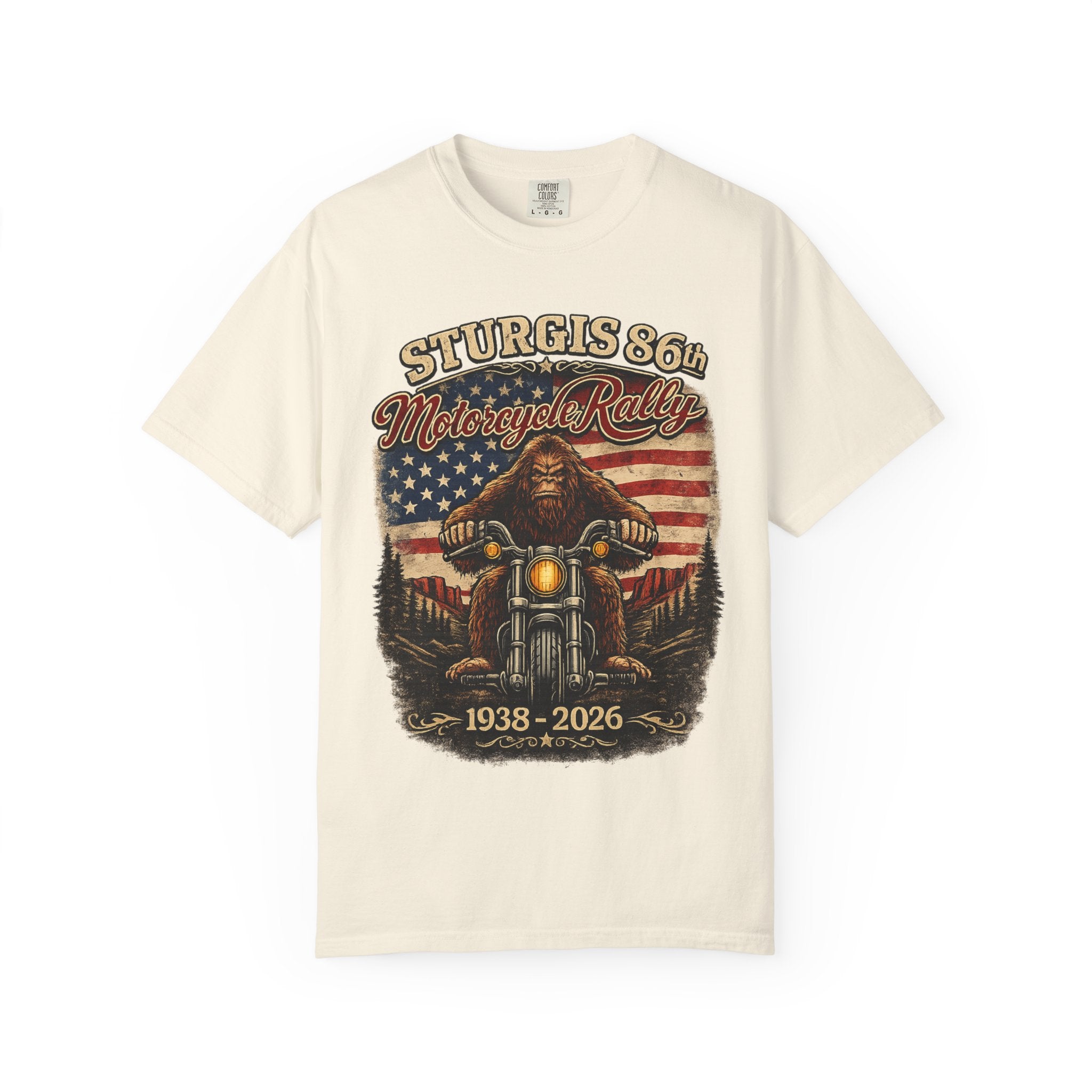Sturgis 86th Motorcycle Rally T-Shirt — 1938-2026 American Flag Biker Tee