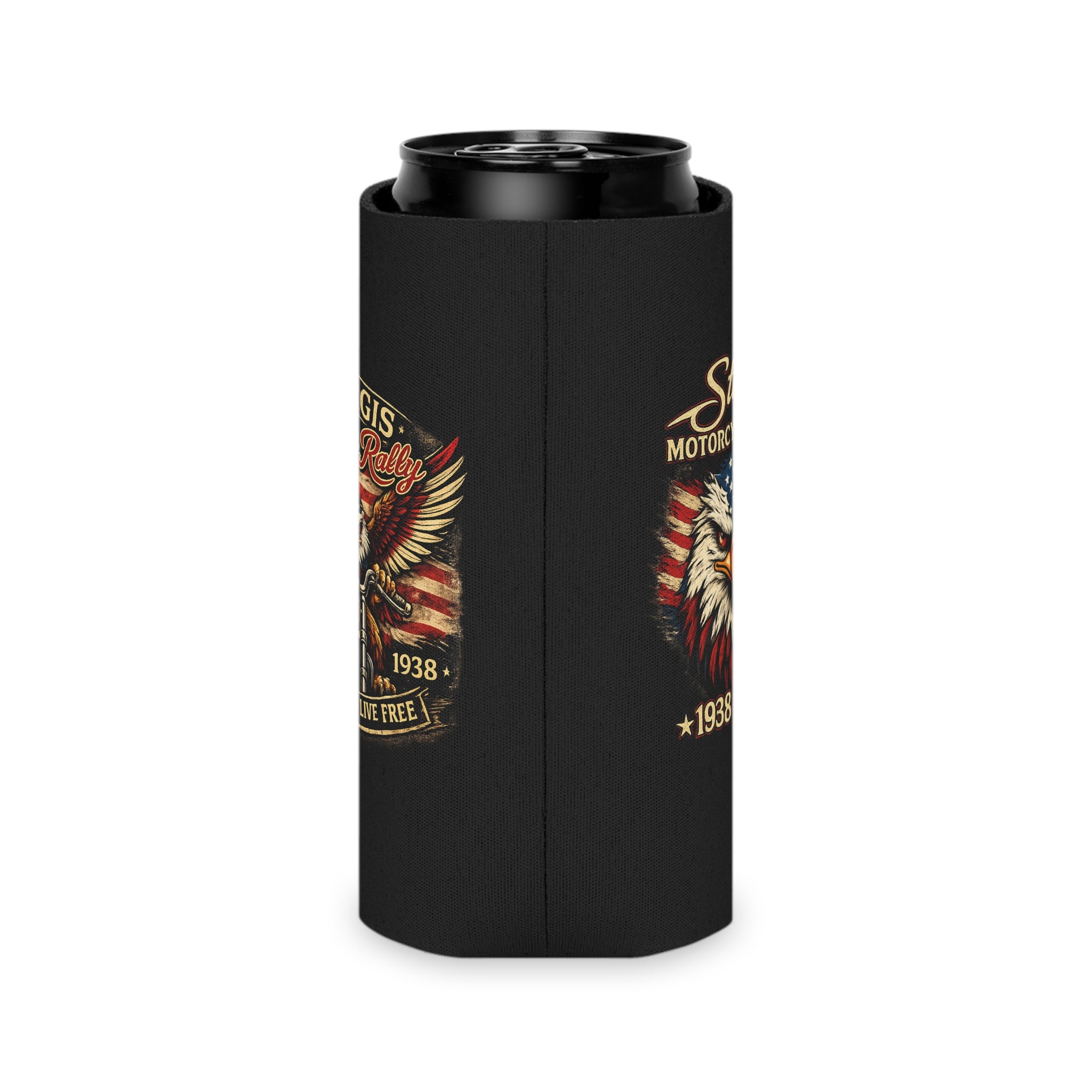 Can Cooler — Sturgis Motorcycle Rally Eagle Flag Design