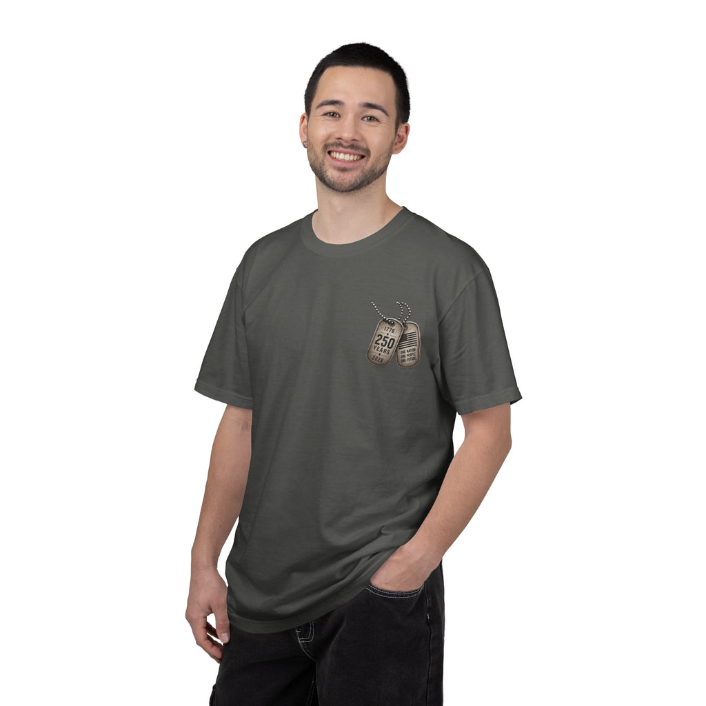Dog Tags and Skull - 250 Years of Freedom Graphic Tee