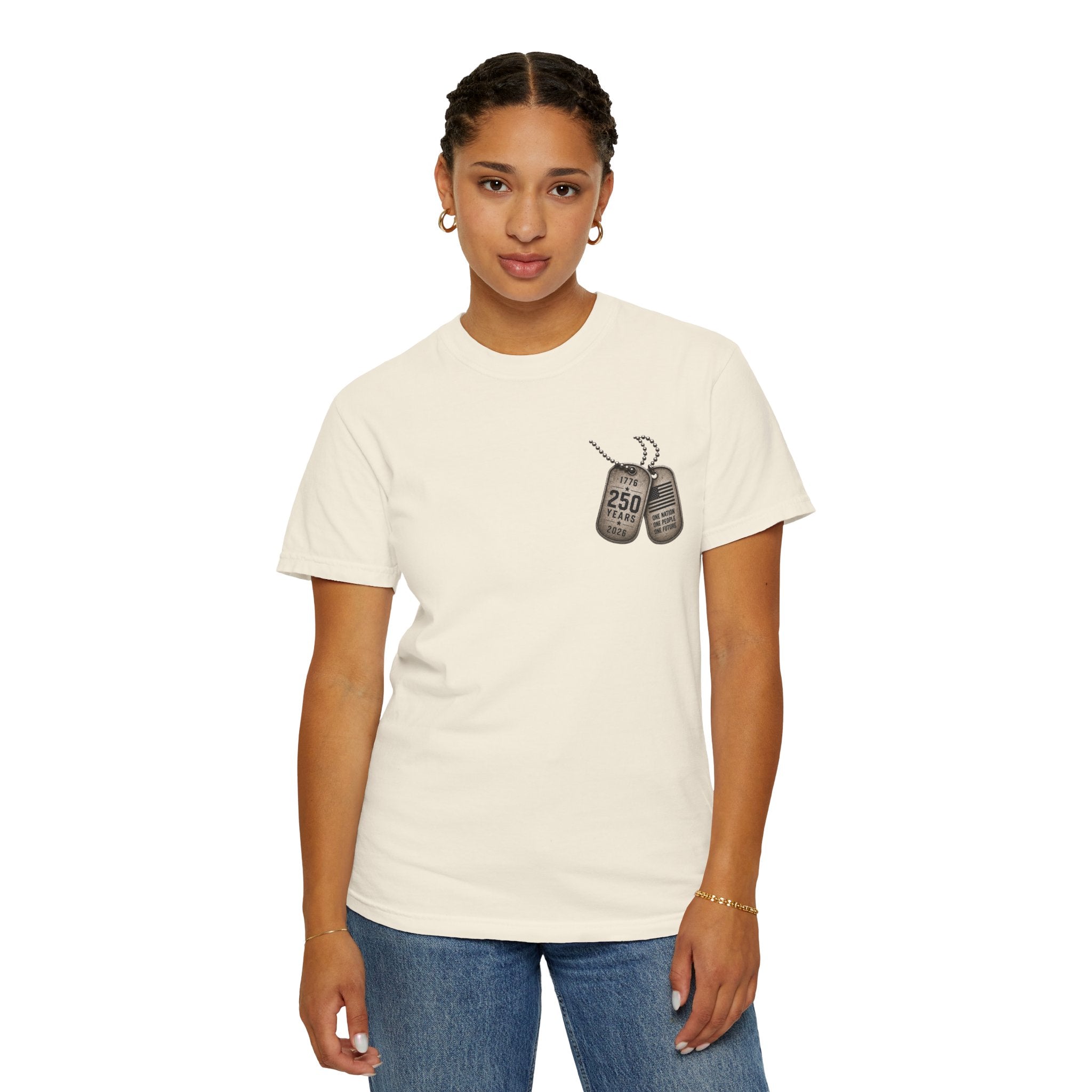 Dog Tags and Skull - 250 Years of Freedom Graphic Tee