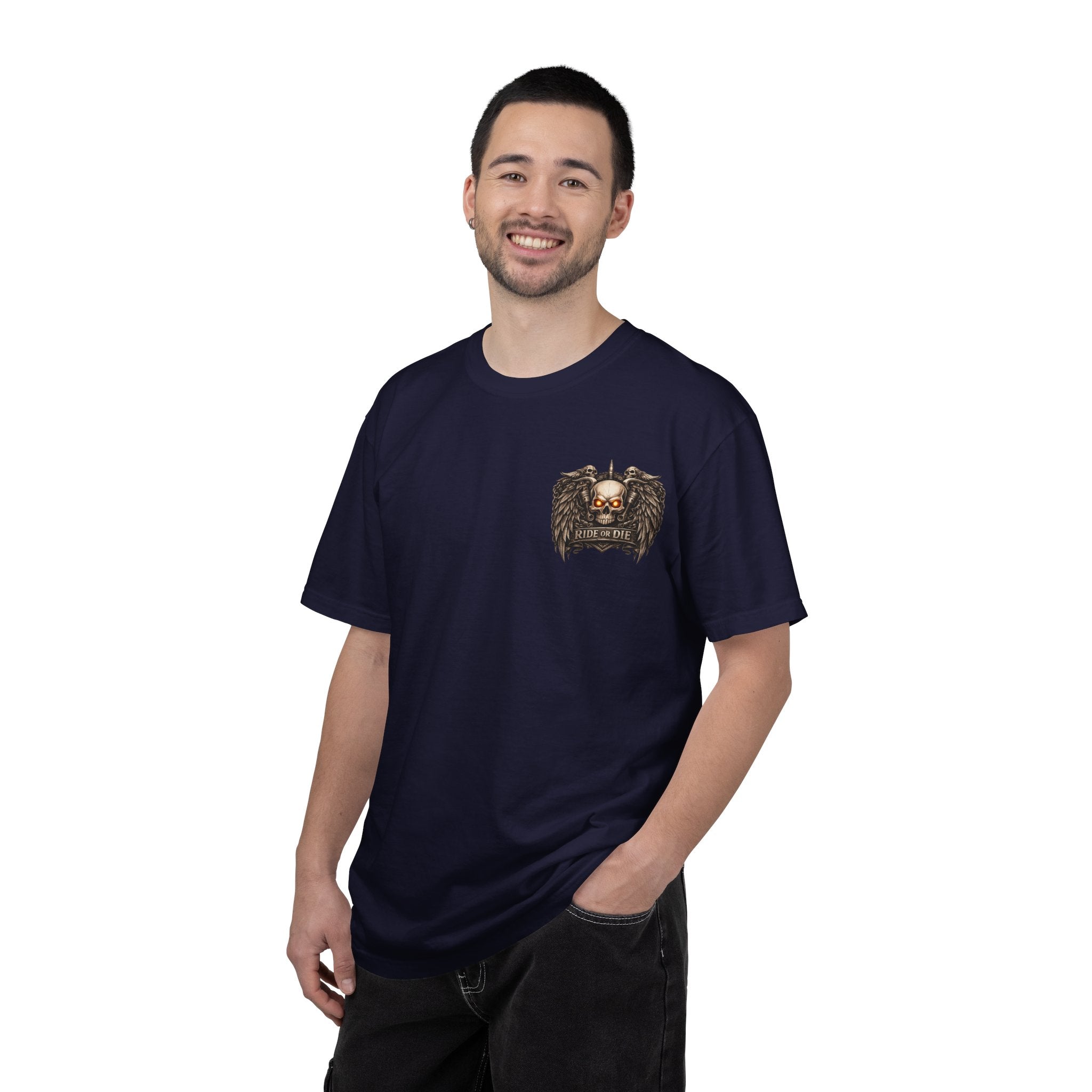 Ride or Die Skull T-Shirt — 250 Years of Freedom Front & Back Design