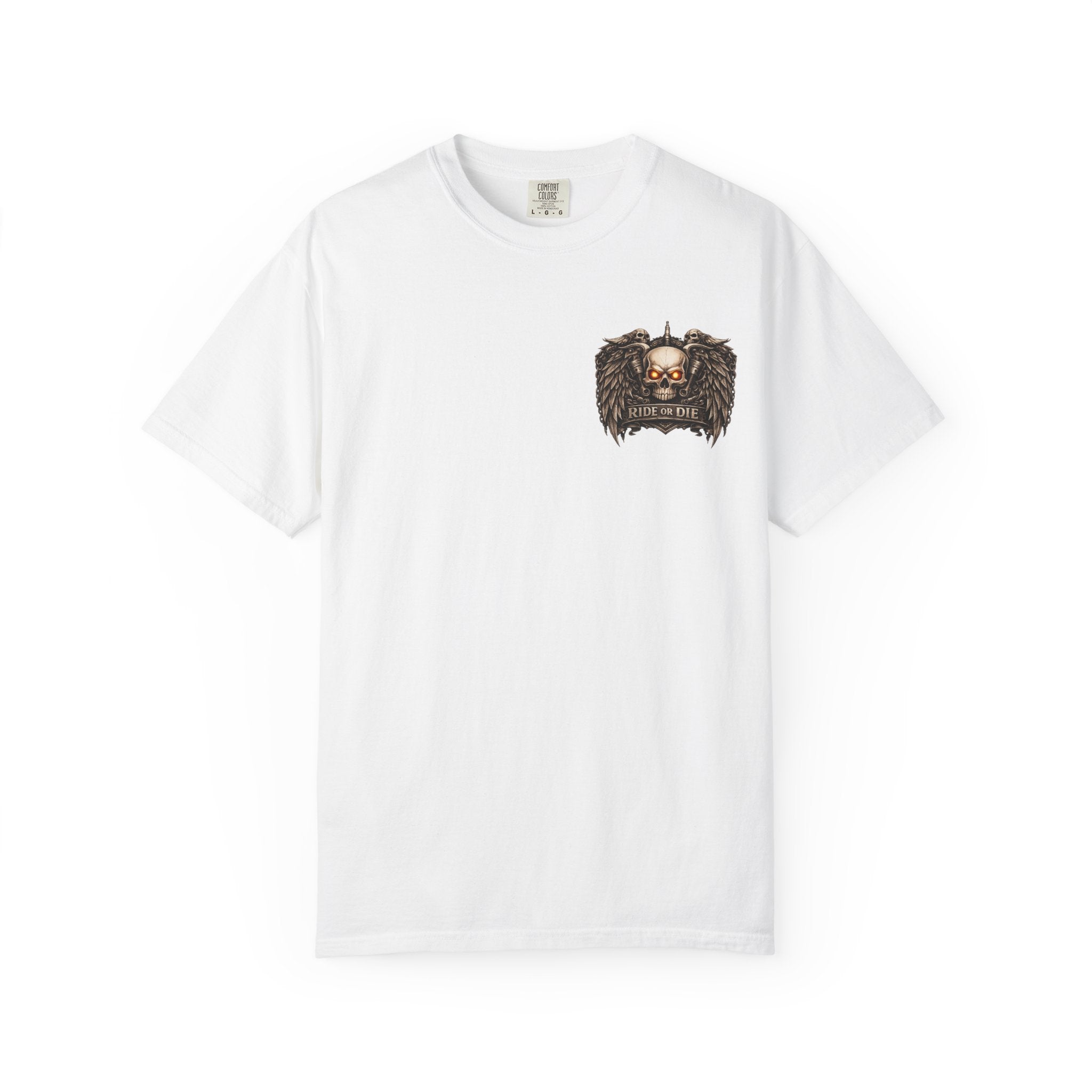 Ride or Die Skull T-Shirt — 250 Years of Freedom Front & Back Design