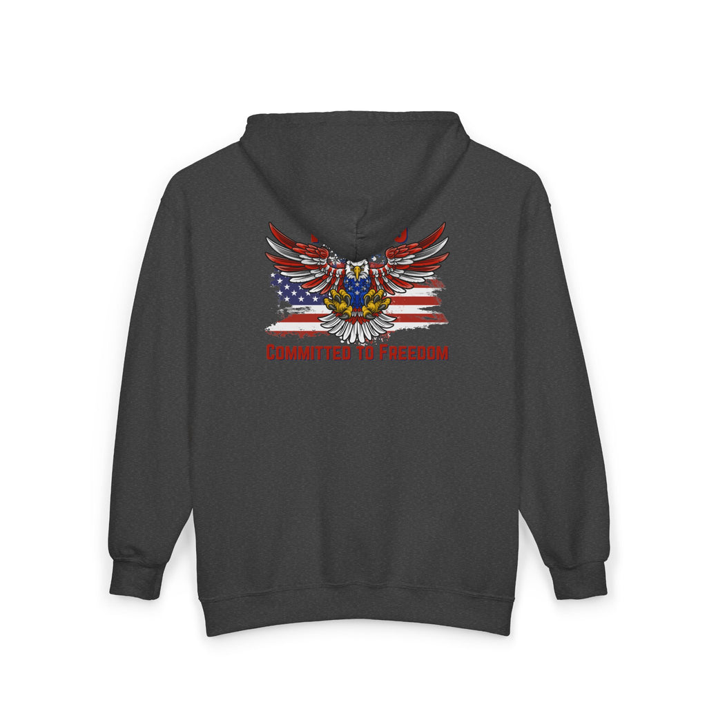 1776% Committed to Freedom Zip Hoodie (Front & Back Print)