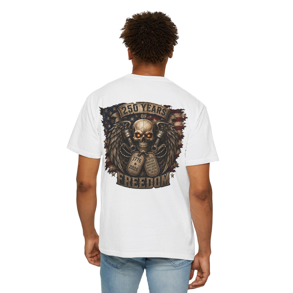 Dog Tags and Skull - 250 Years of Freedom Graphic Tee