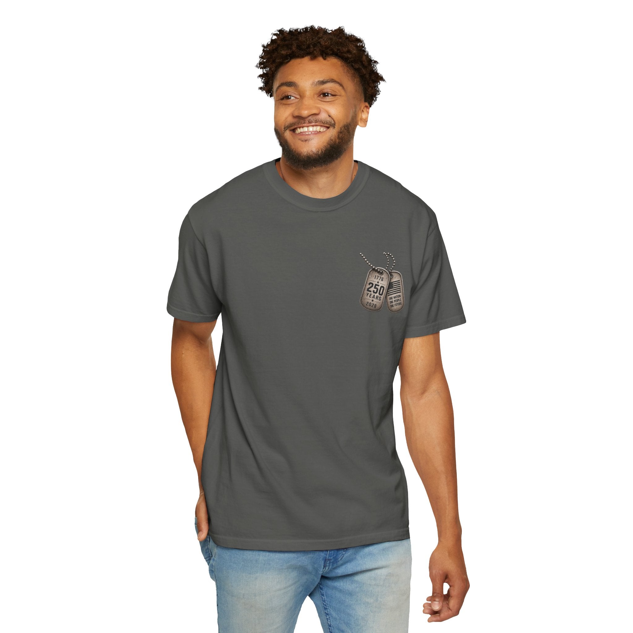 Dog Tags and Skull - 250 Years of Freedom Graphic Tee