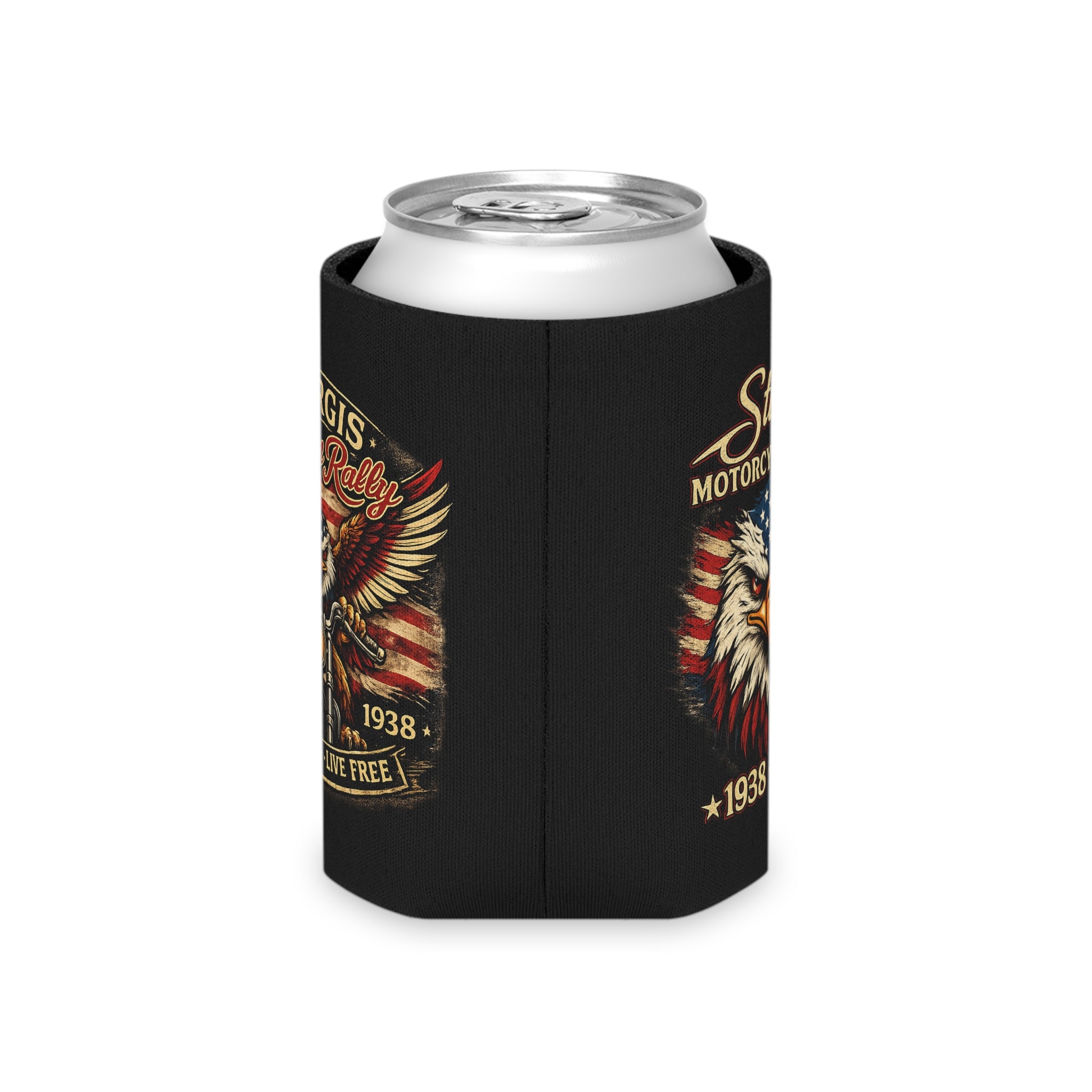 Can Cooler — Sturgis Motorcycle Rally Eagle Flag Design