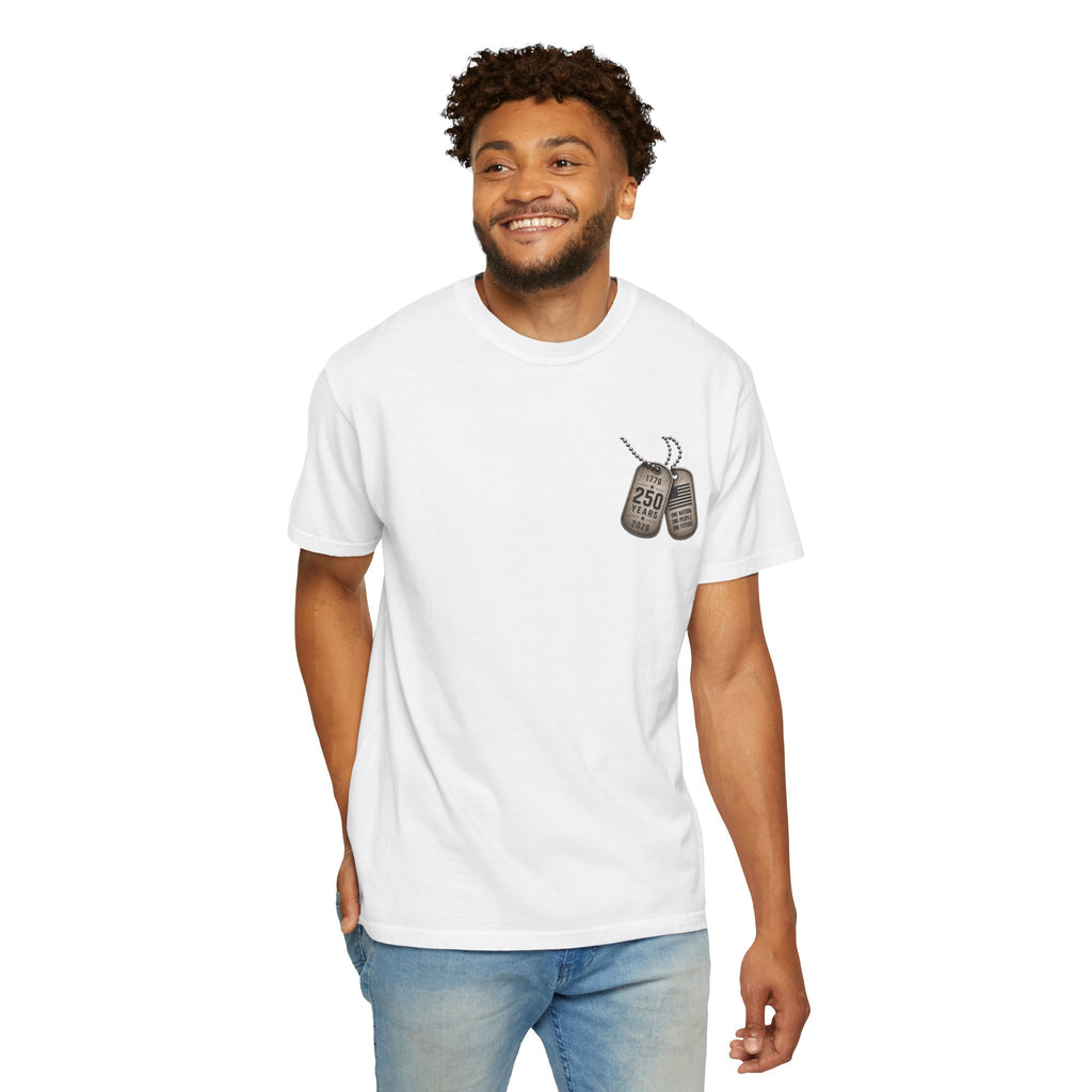 Dog Tags and Skull - 250 Years of Freedom Graphic Tee