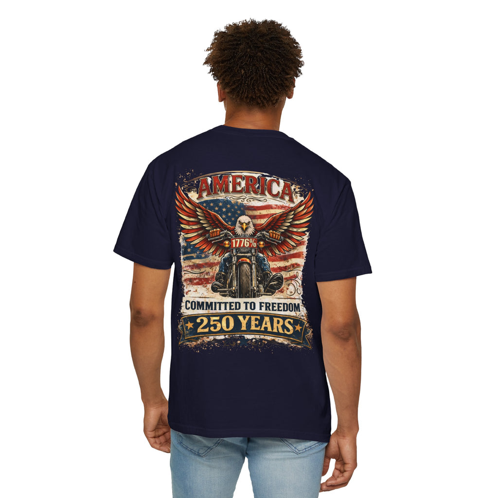 America Motorcycle Unisex Tee Front and Back Design