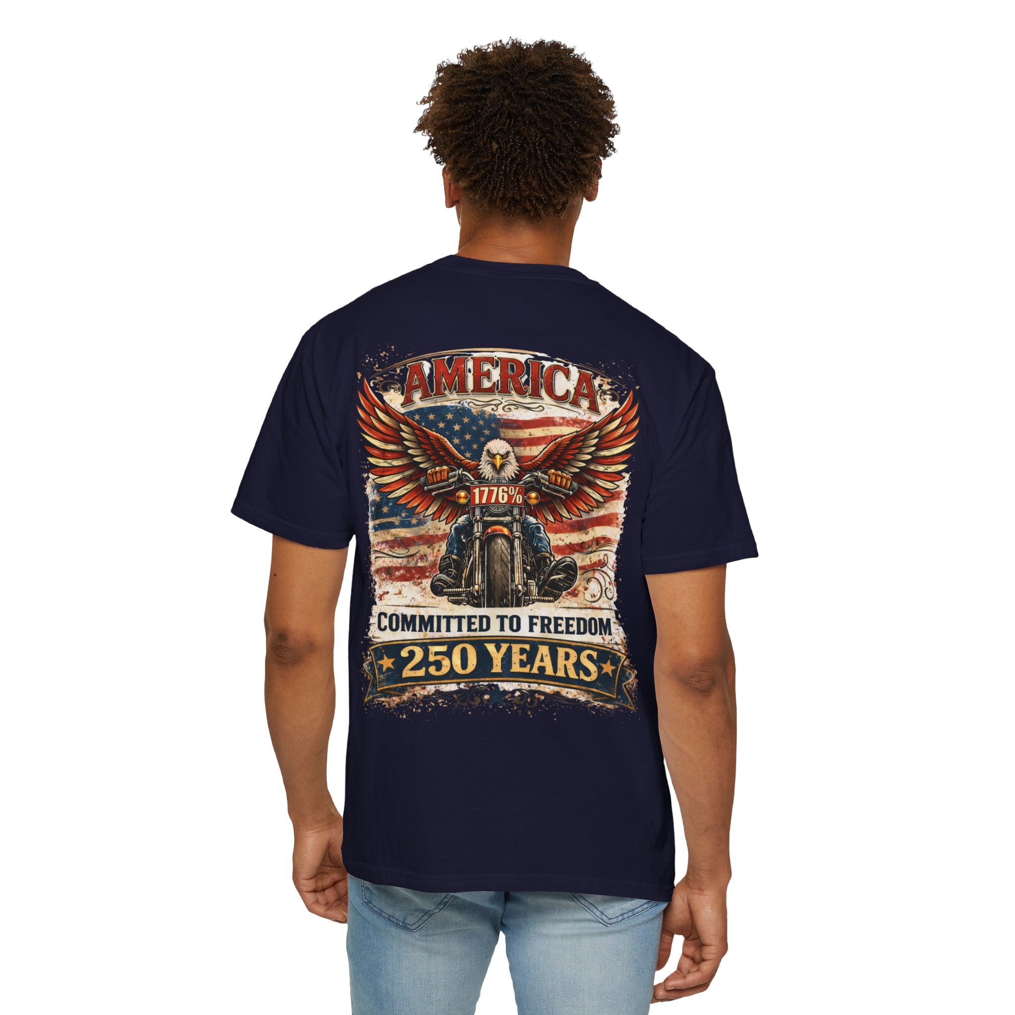 America Motorcycle Unisex Tee Front and Back Design